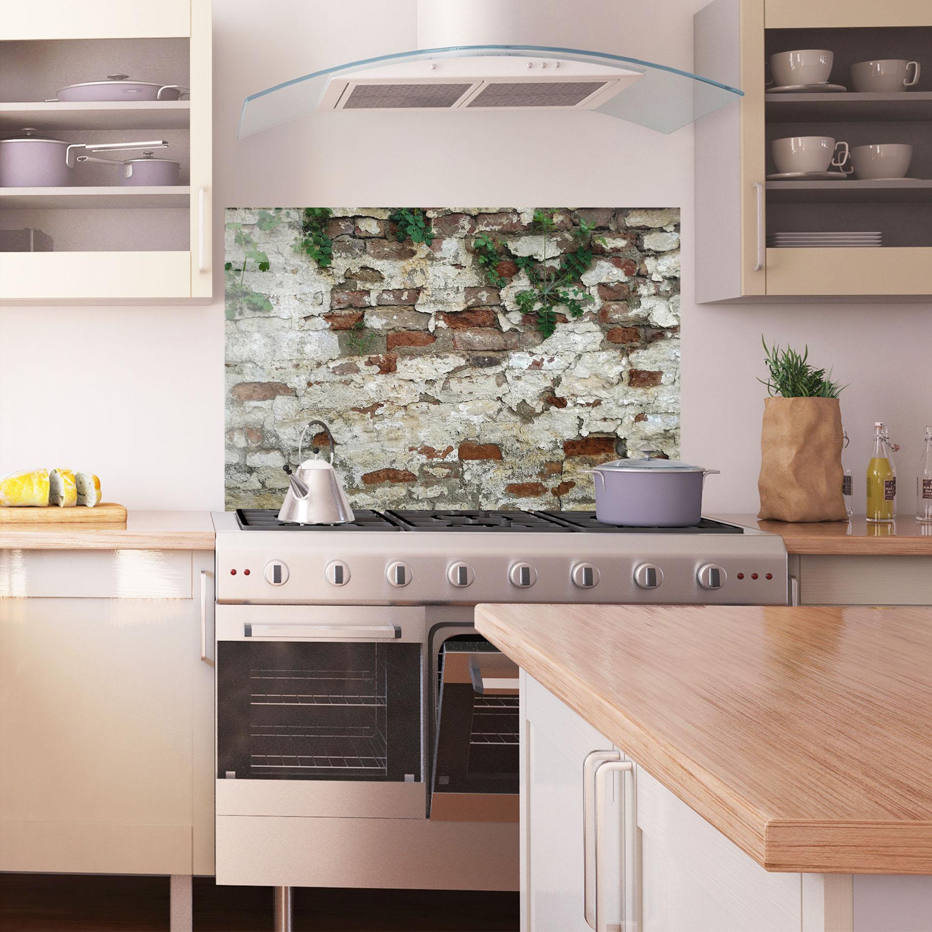 Küchenrückwand Glas Shabby Bricks mockup 1