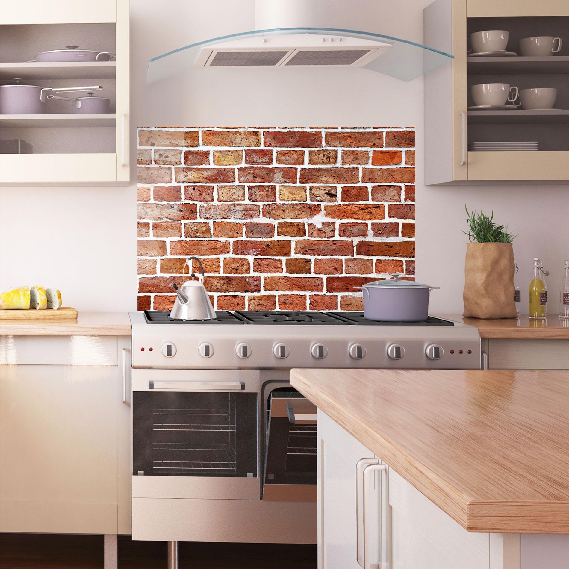 Küchenrückwand Glas Stained Bricks mockup 1