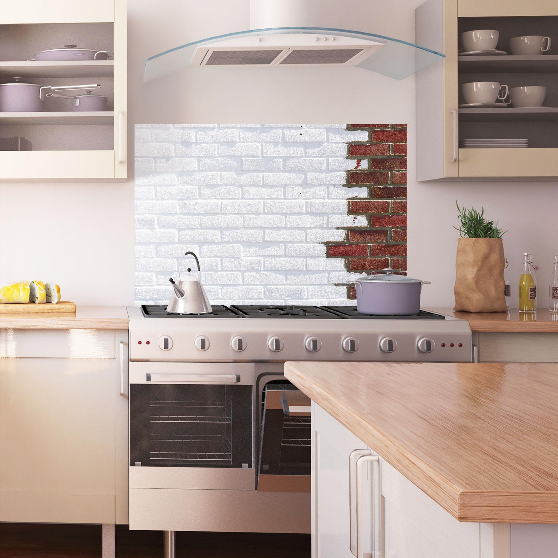 Küchenrückwand Glas Two Tone Bricks mockup 1