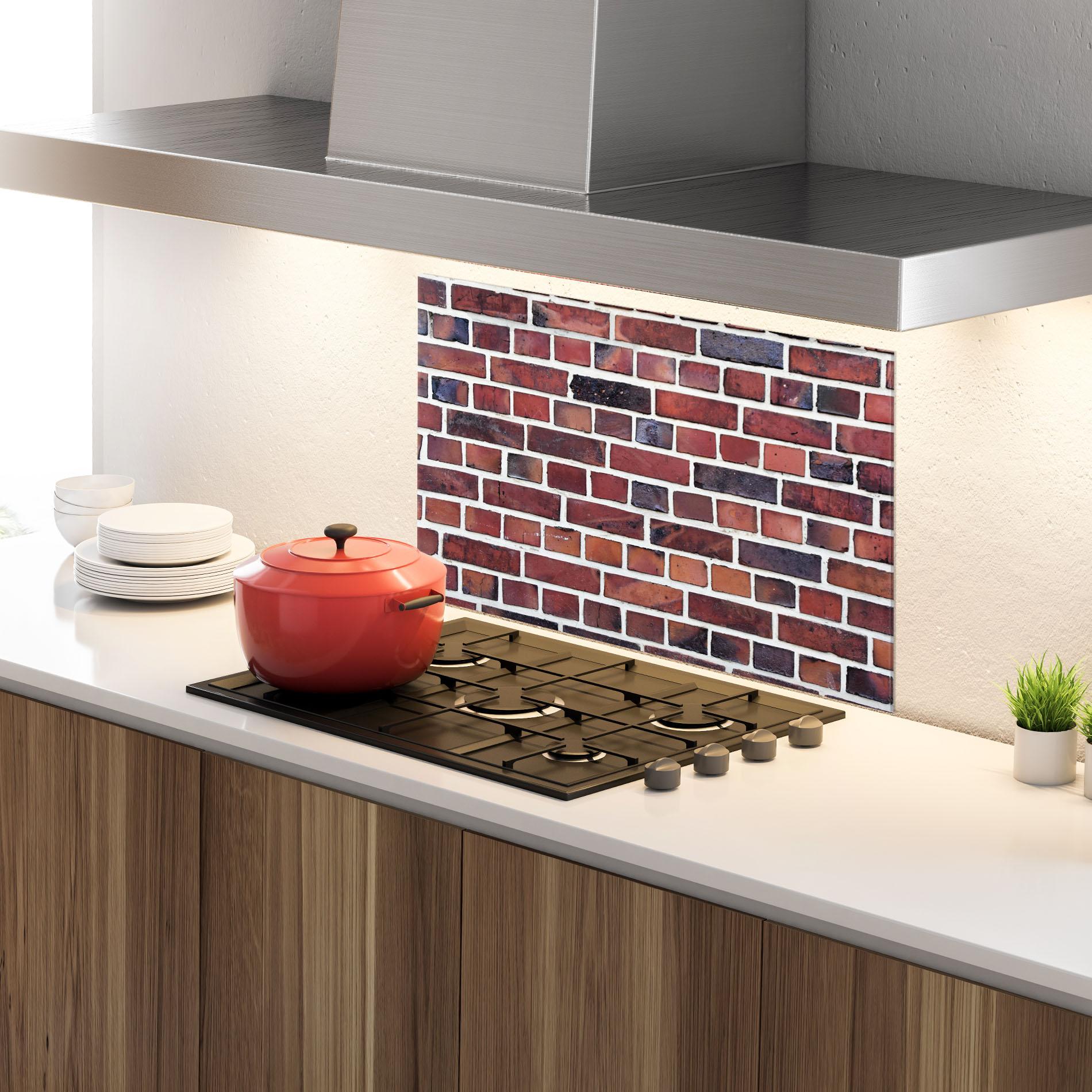 Küchenrückwand Glas Colorful Bricks 2 mockup 4