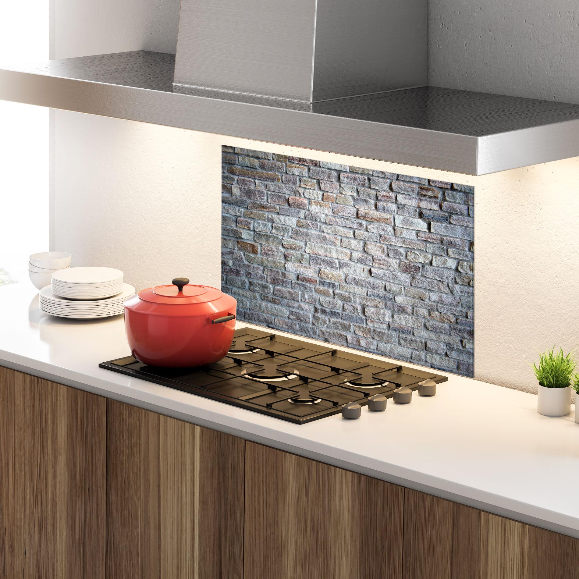 Küchenrückwand Glas Greyish Bircks mockup 4