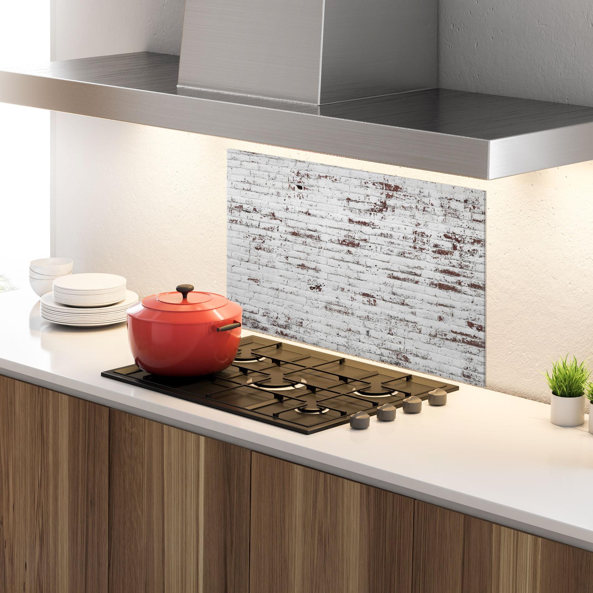 Küchenrückwand Glas Winter Bricks mockup 4