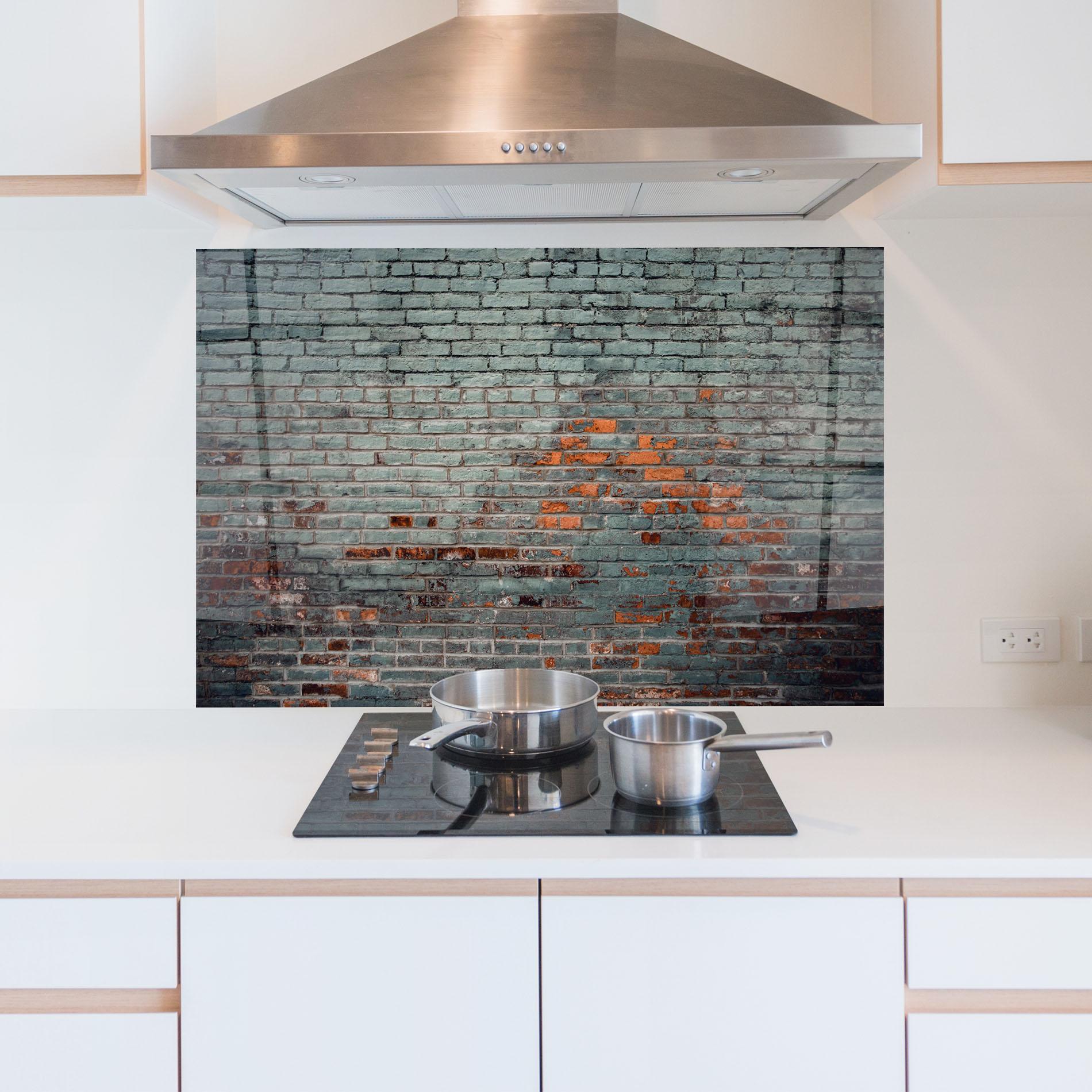 Küchenrückwand Glas Colorful Bircks mockup 5