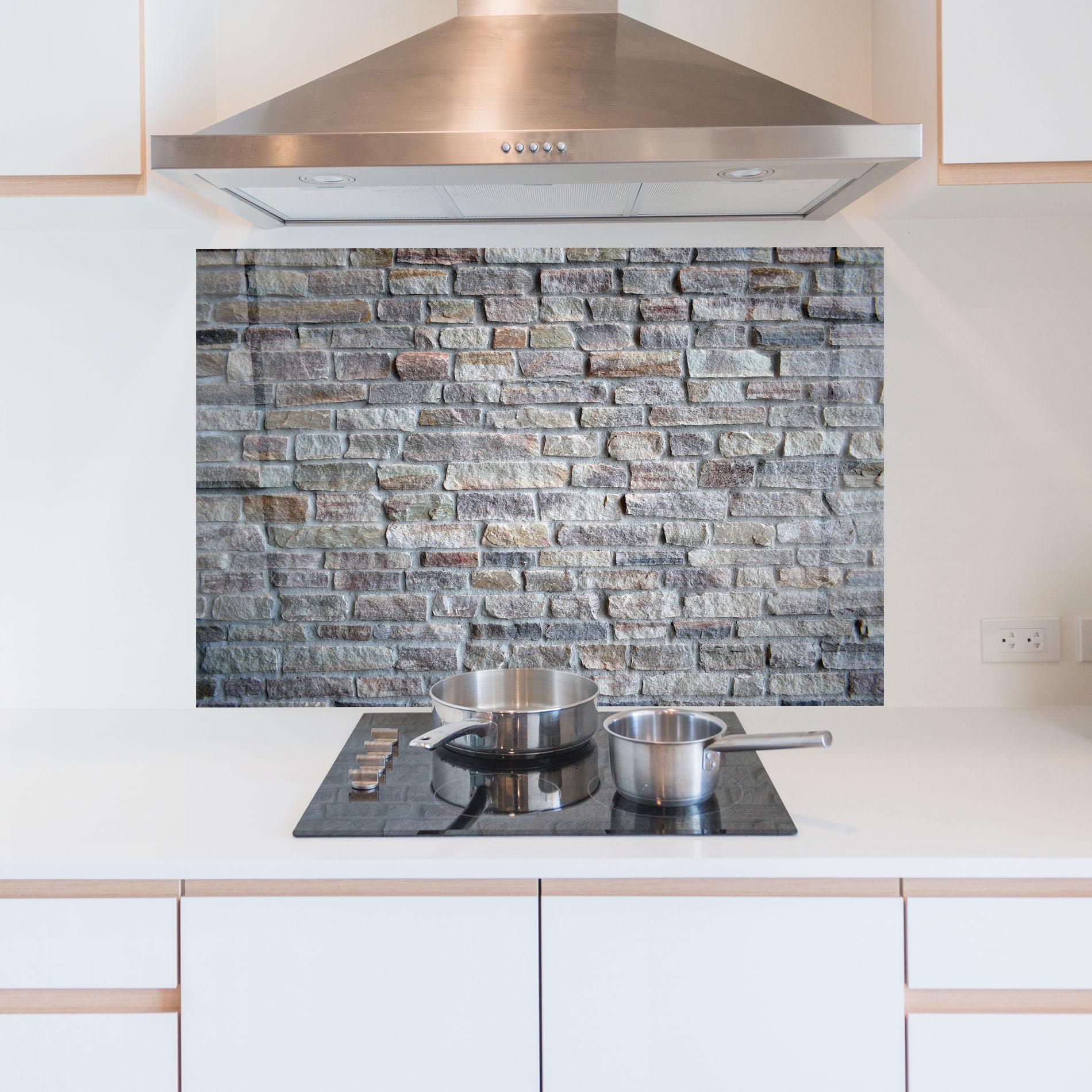 Küchenrückwand Glas Greyish Bircks mockup 5