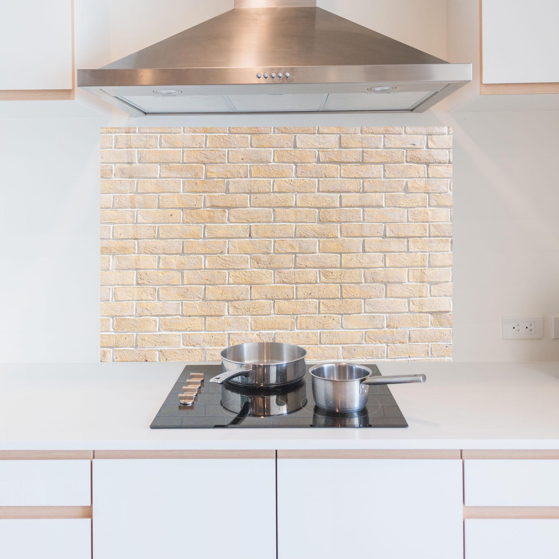 Küchenrückwand Glas Rough Bricks mockup 5