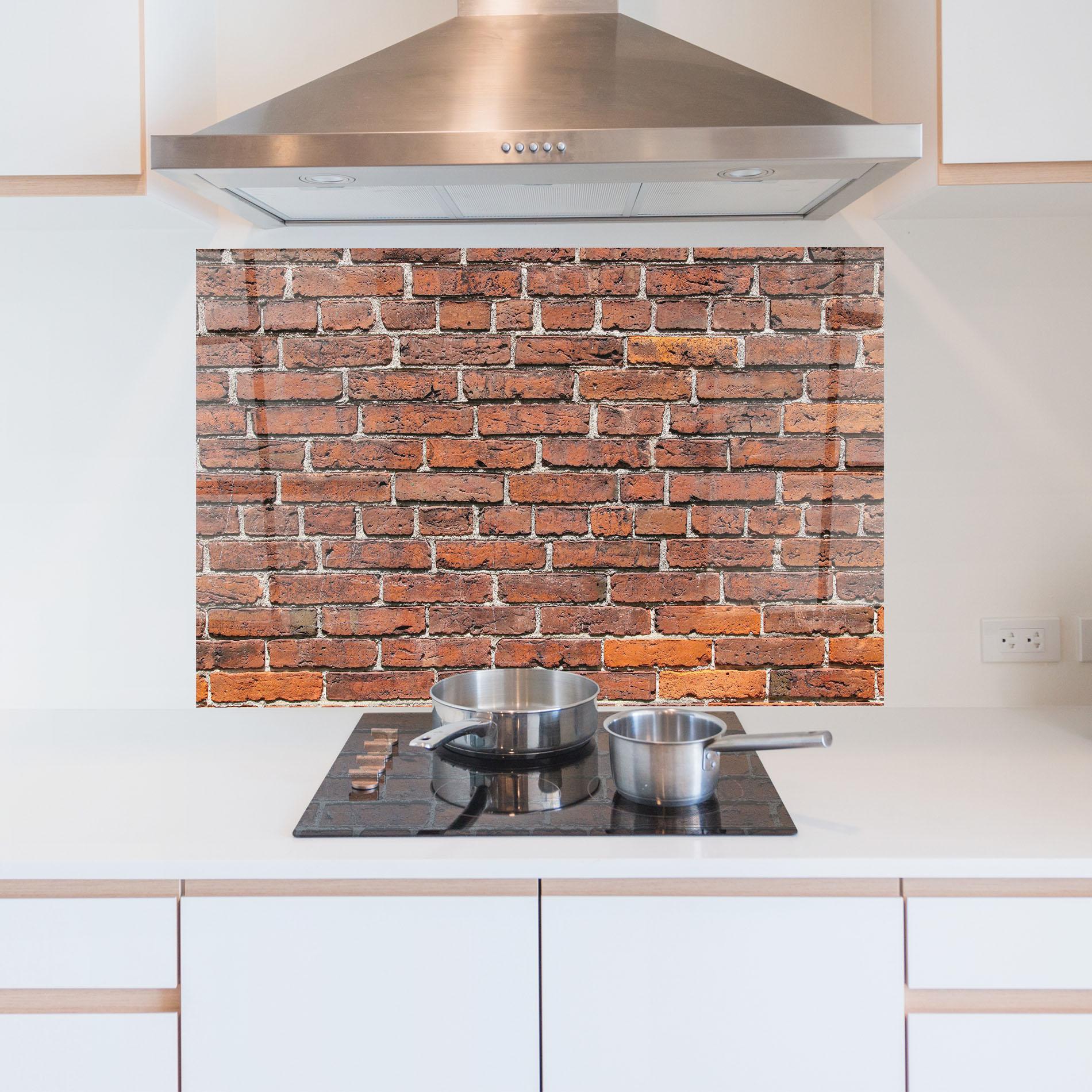 Küchenrückwand Glas Street Bricks mockup 5