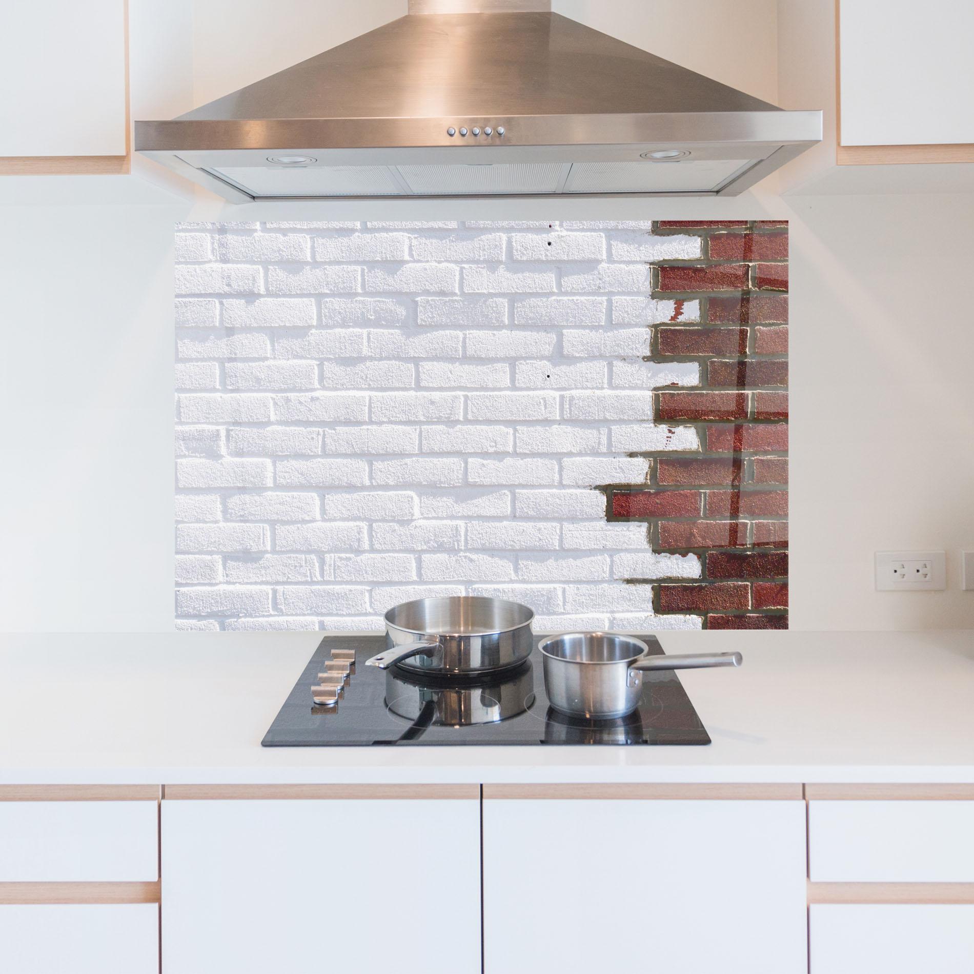 Küchenrückwand Glas Two Tone Bricks mockup 5