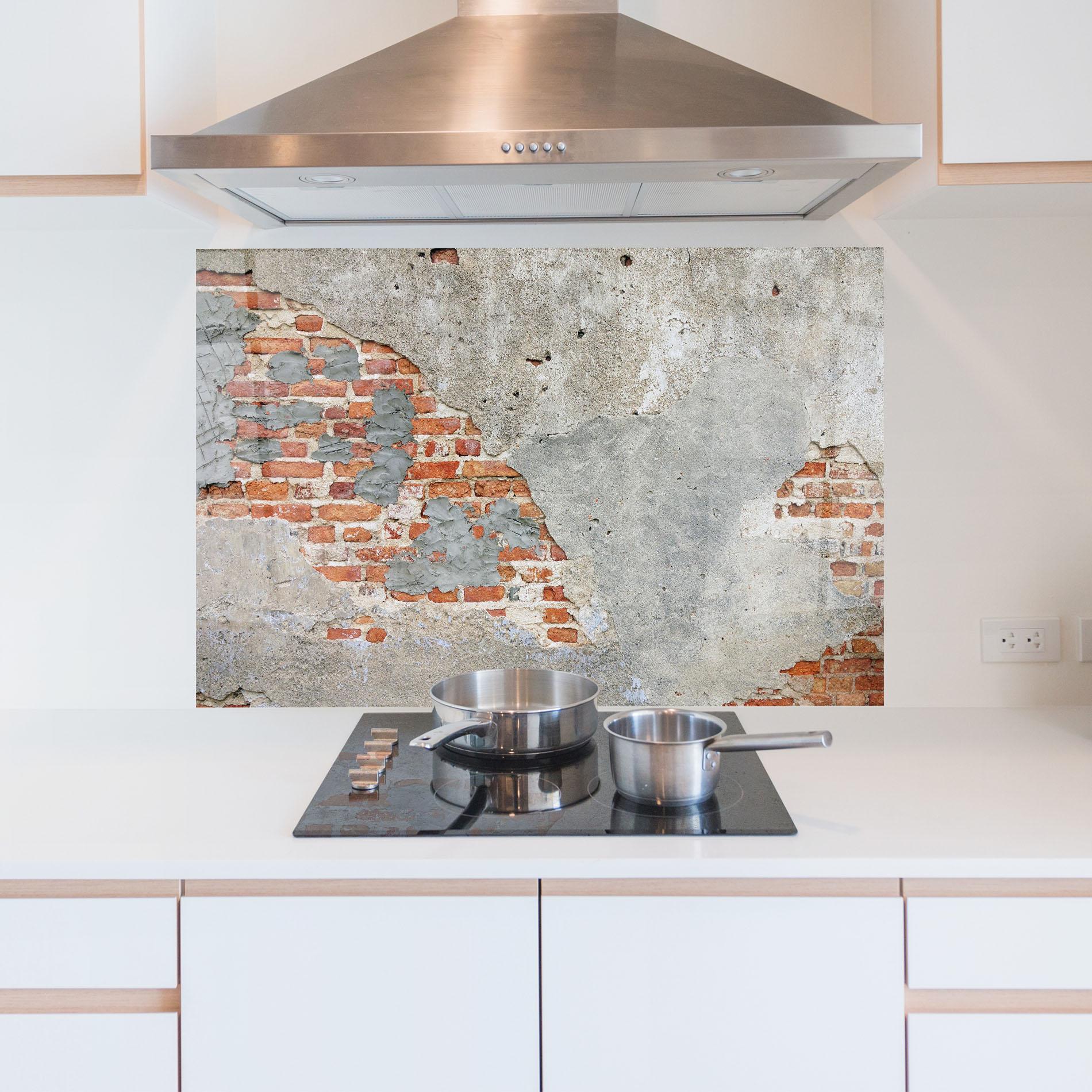 Küchenrückwand Glas Vintage Old Bricks 2 mockup 5