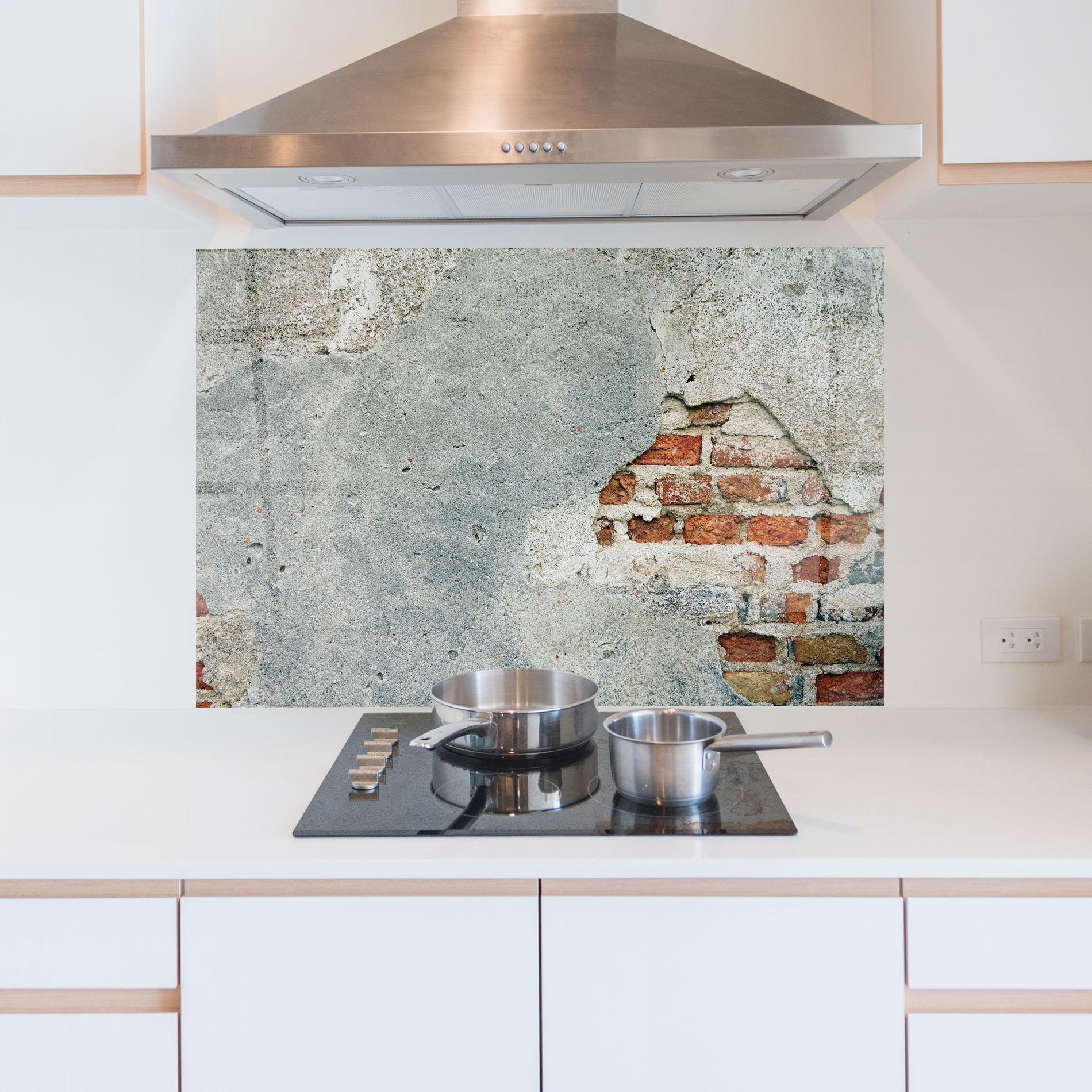 Küchenrückwand Glas Vintage Old Bricks mockup 5