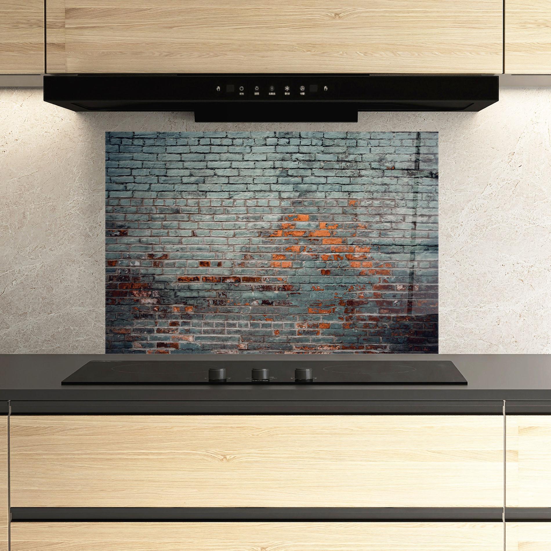Küchenrückwand Glas Colorful Bircks mockup 3