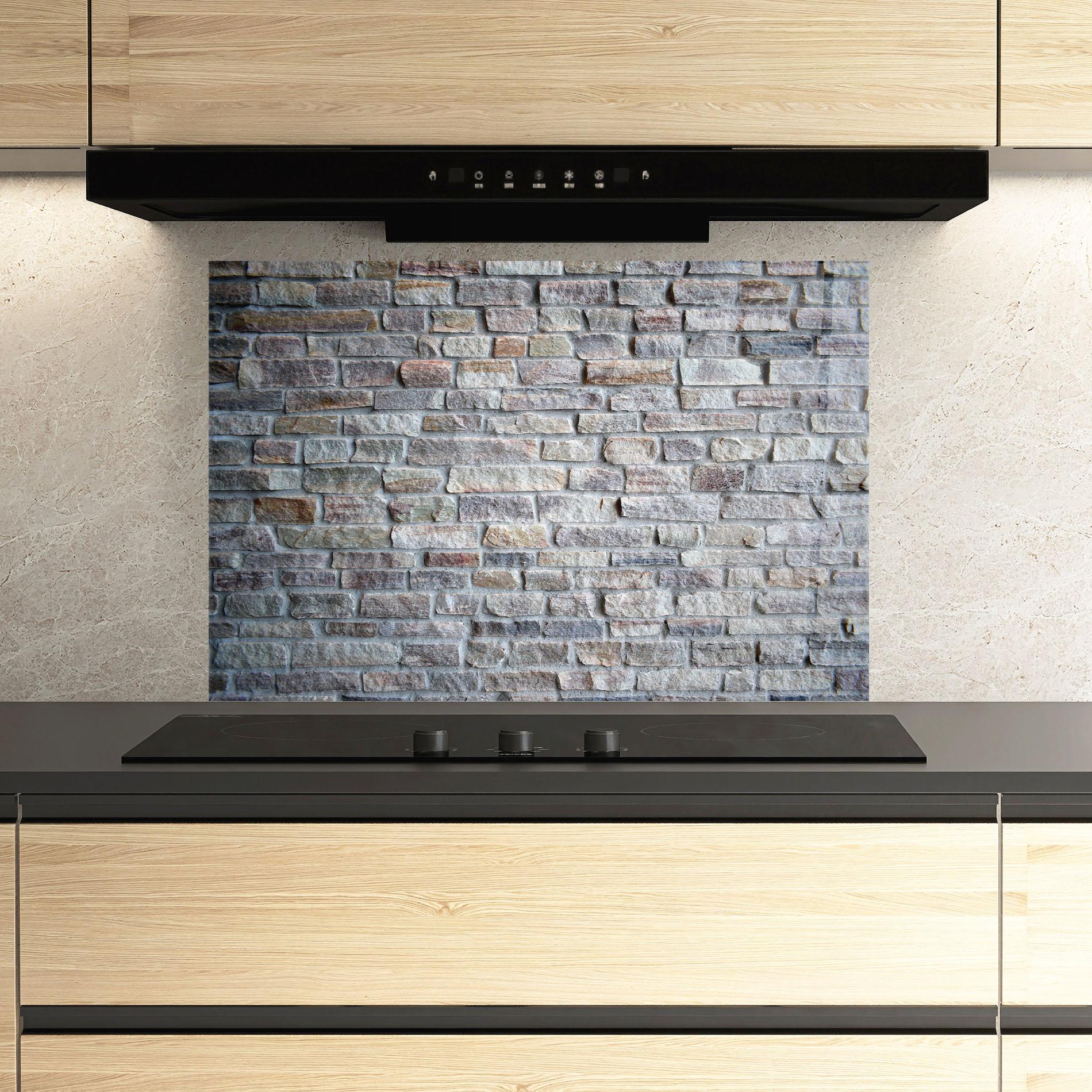 Küchenrückwand Glas Greyish Bircks mockup 3