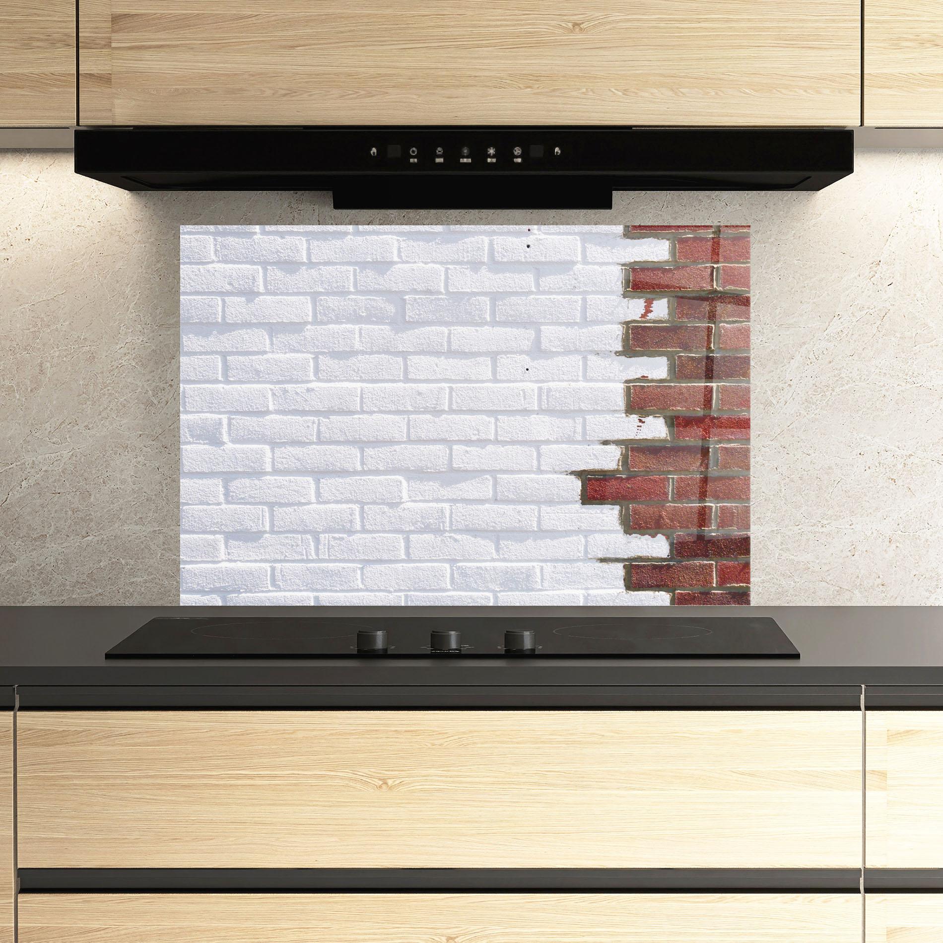 Küchenrückwand Glas Two Tone Bricks mockup 3