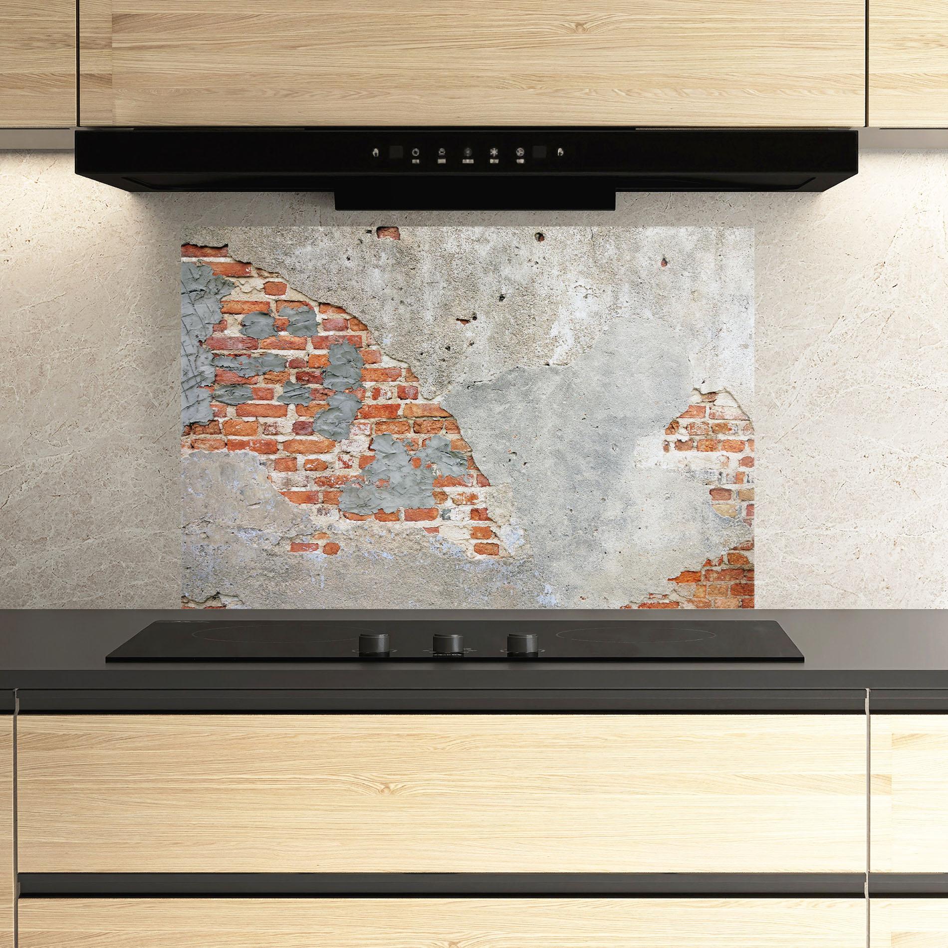 Küchenrückwand Glas Vintage Old Bricks 2 mockup 3