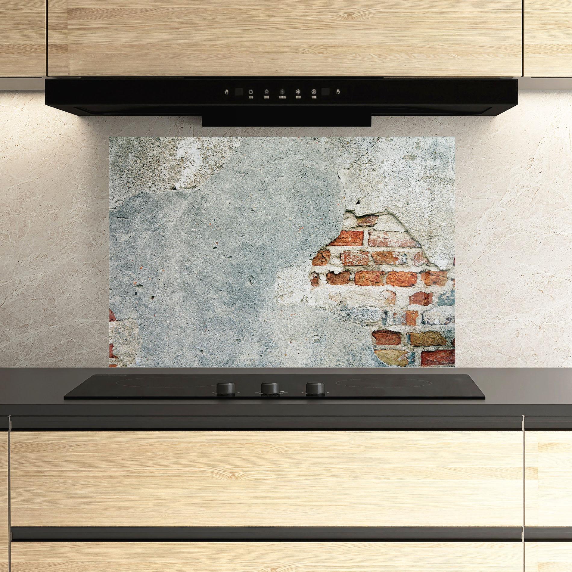 Küchenrückwand Glas Vintage Old Bricks mockup 3