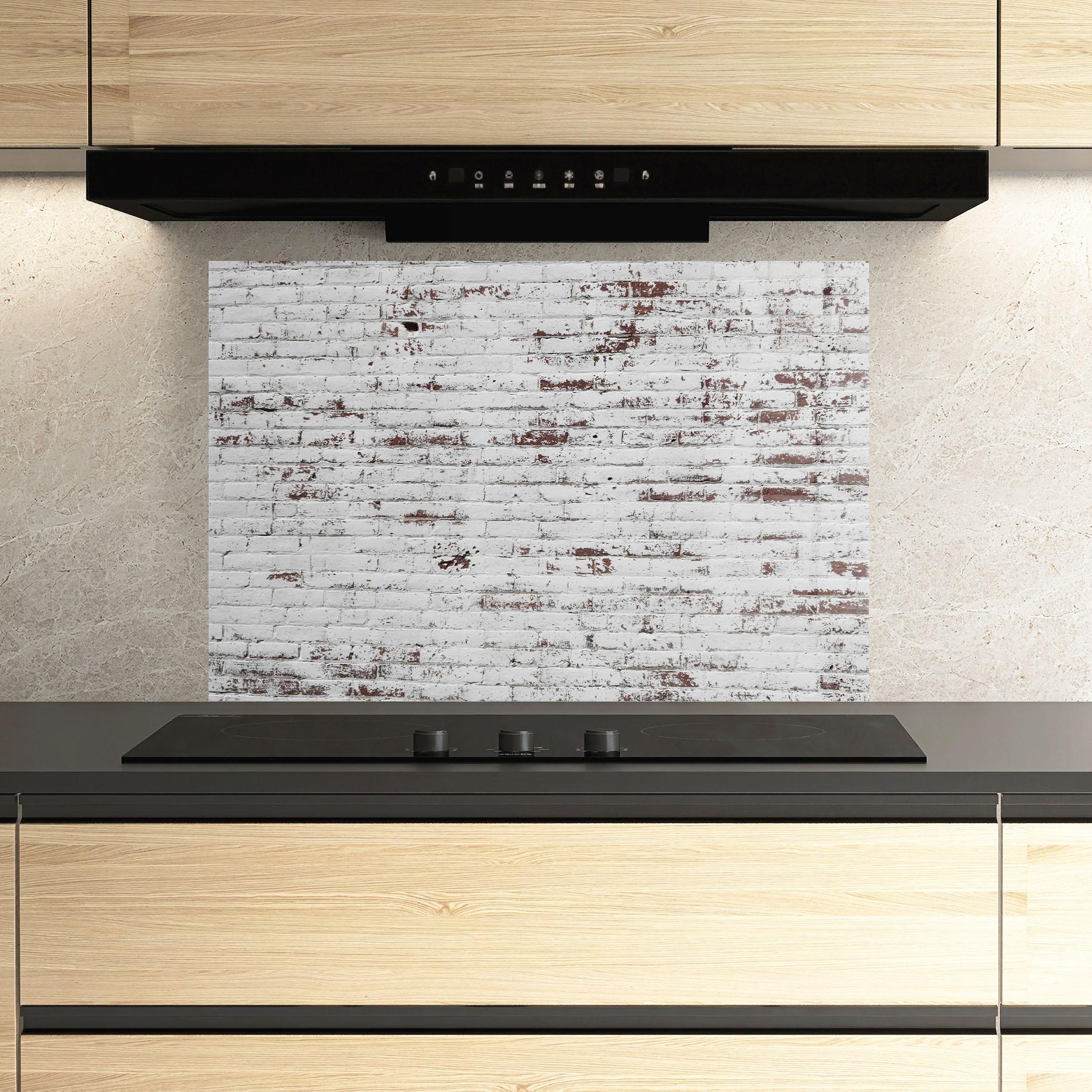 Küchenrückwand Glas Winter Bricks mockup 3