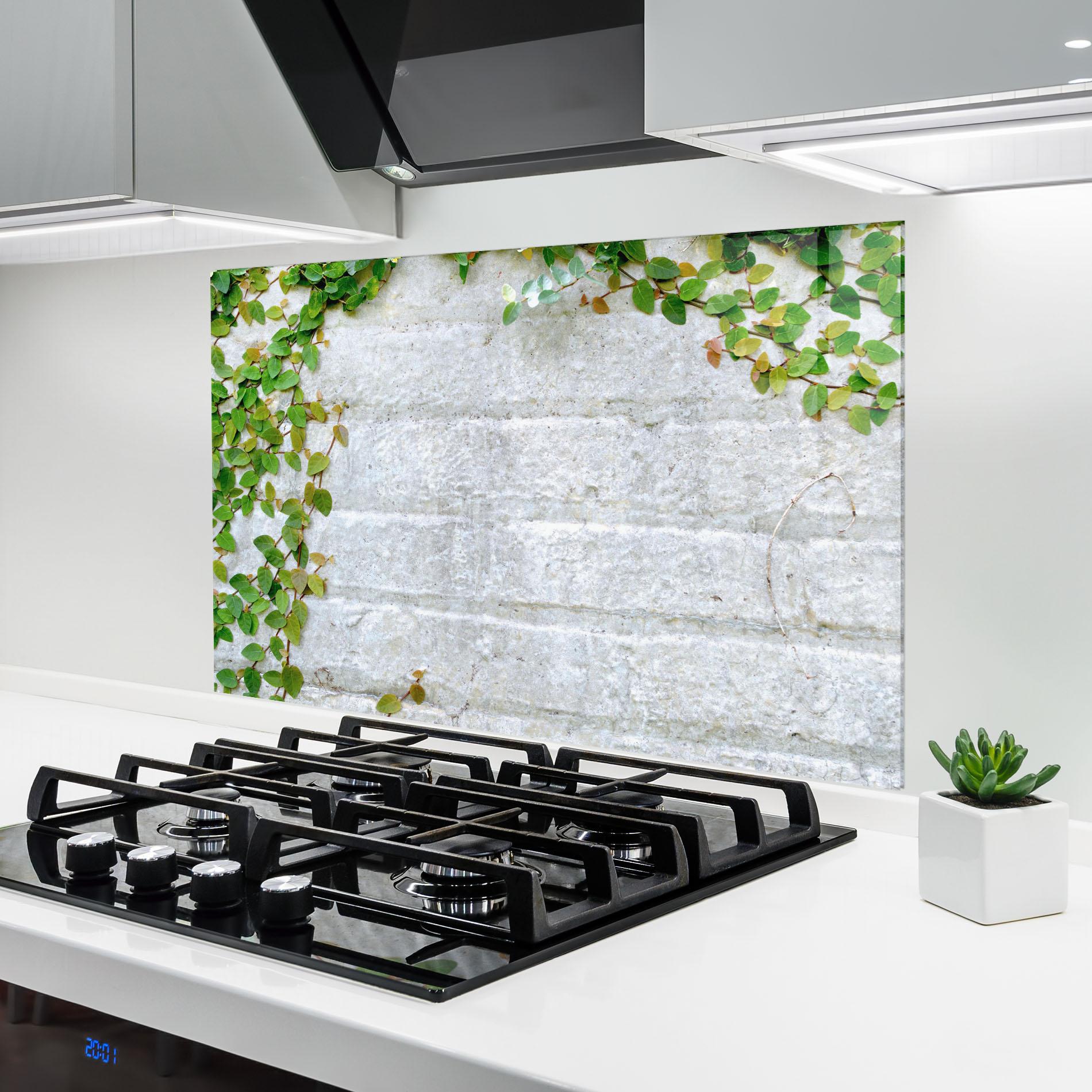 Küchenrückwand Glas Bricks With Leaves mockup 6
