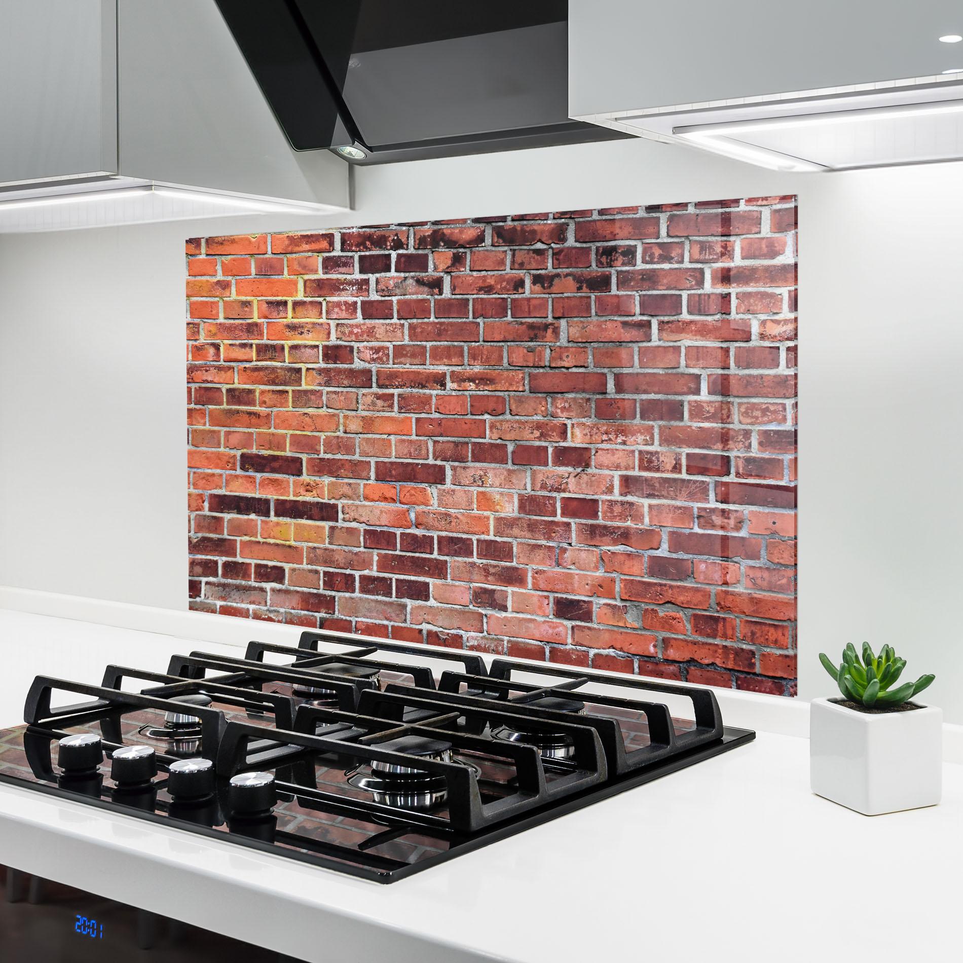 Küchenrückwand Glas Dirty Bricks mockup 6