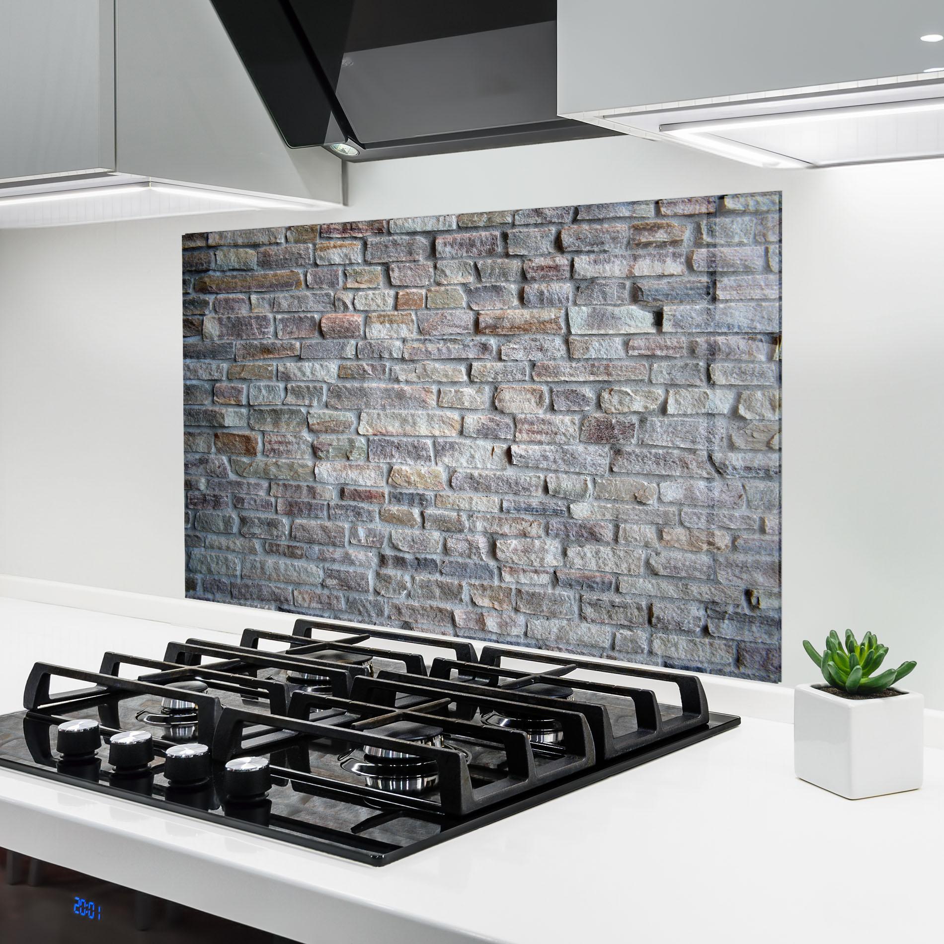 Küchenrückwand Glas Greyish Bircks mockup 6