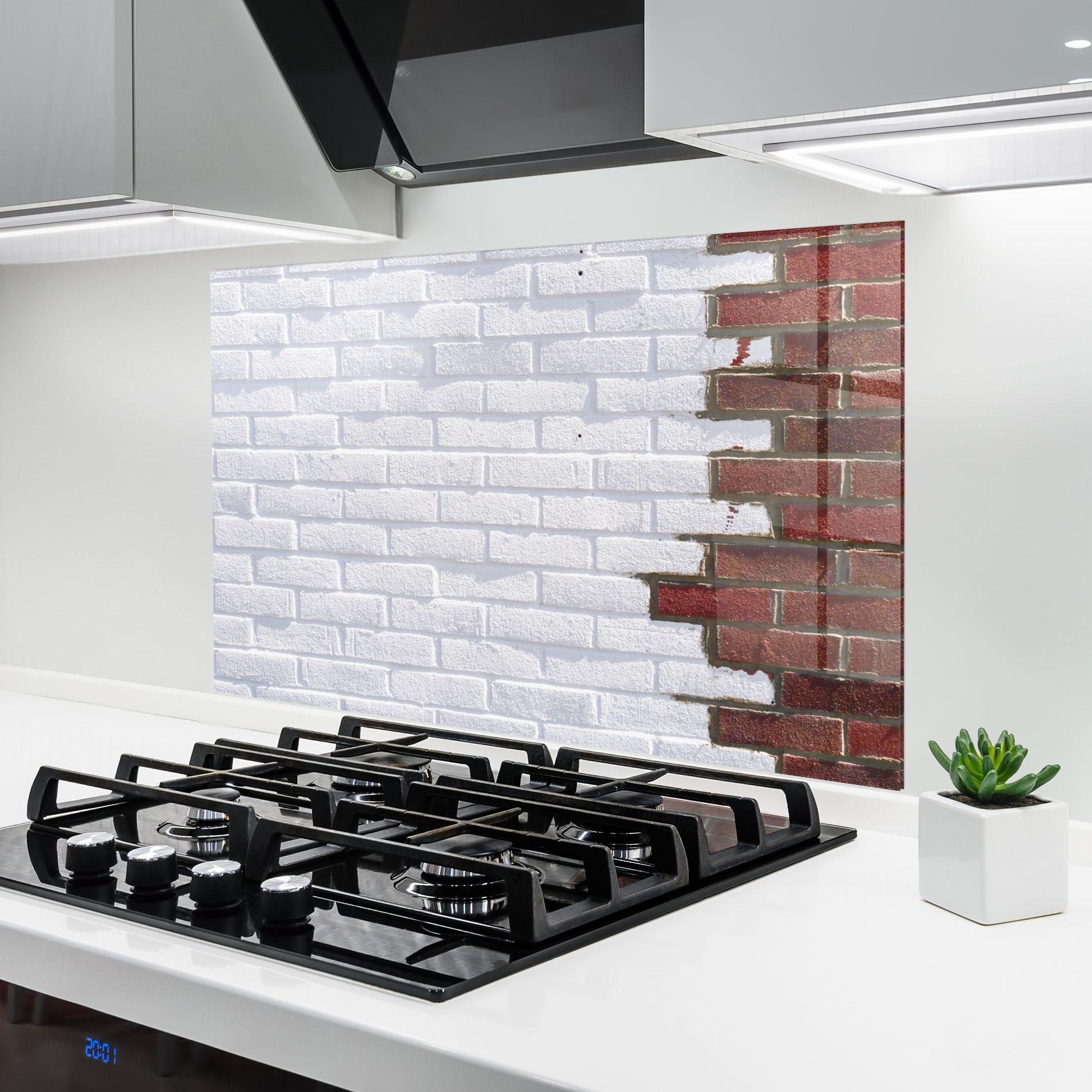 Küchenrückwand Glas Two Tone Bricks mockup 6
