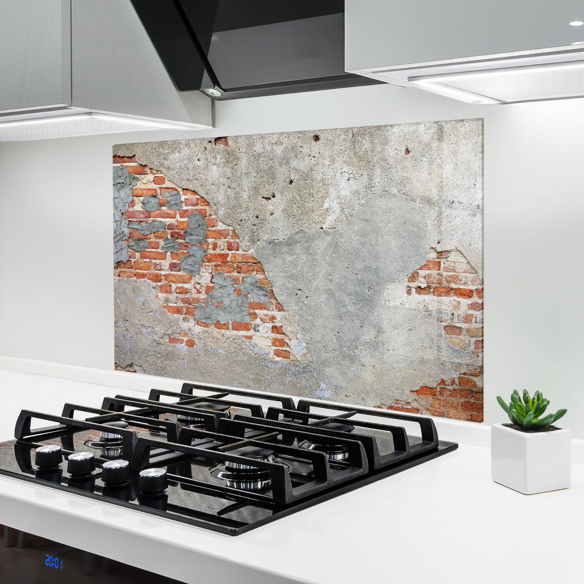 Küchenrückwand Glas Vintage Old Bricks 2 mockup 6