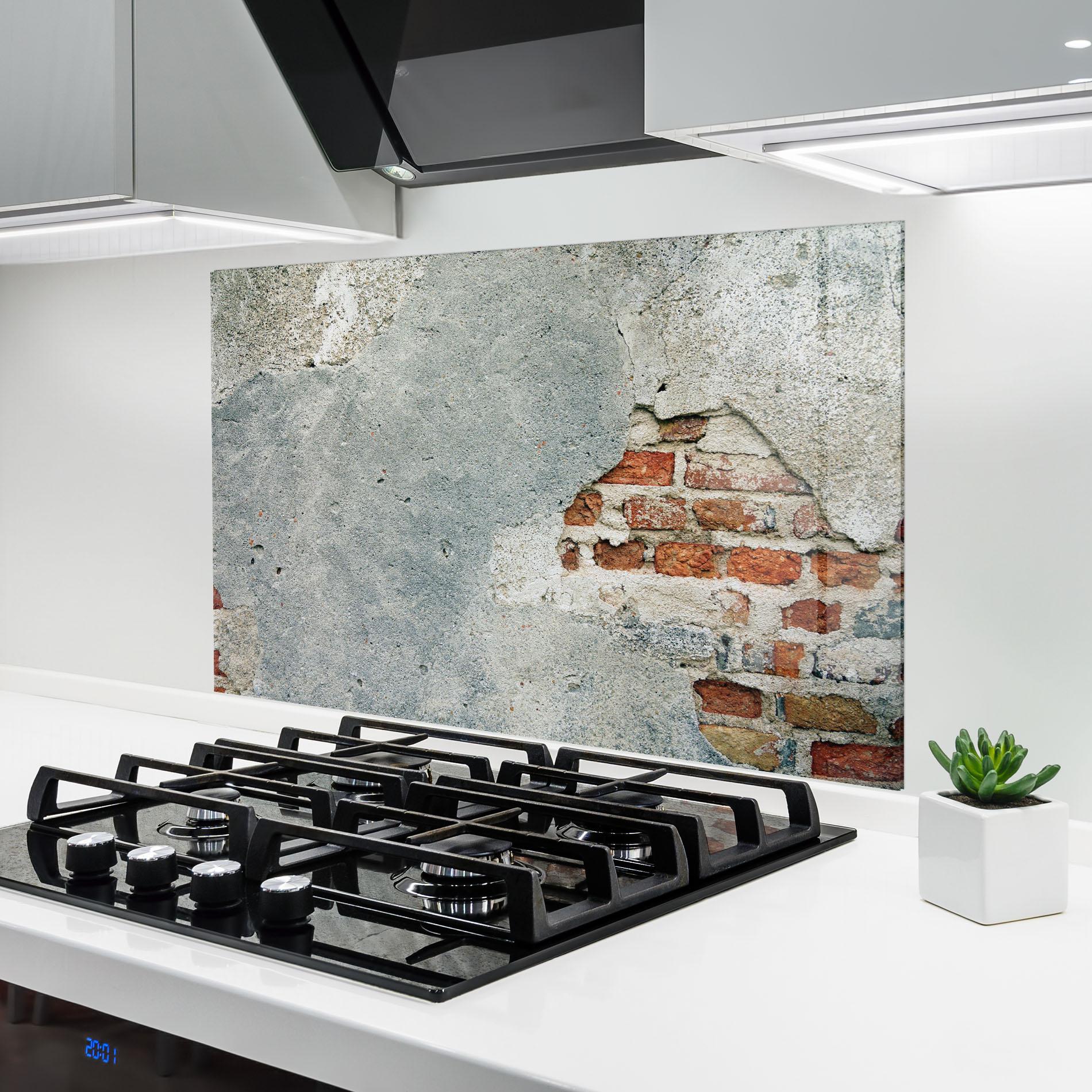 Küchenrückwand Glas Vintage Old Bricks mockup 6