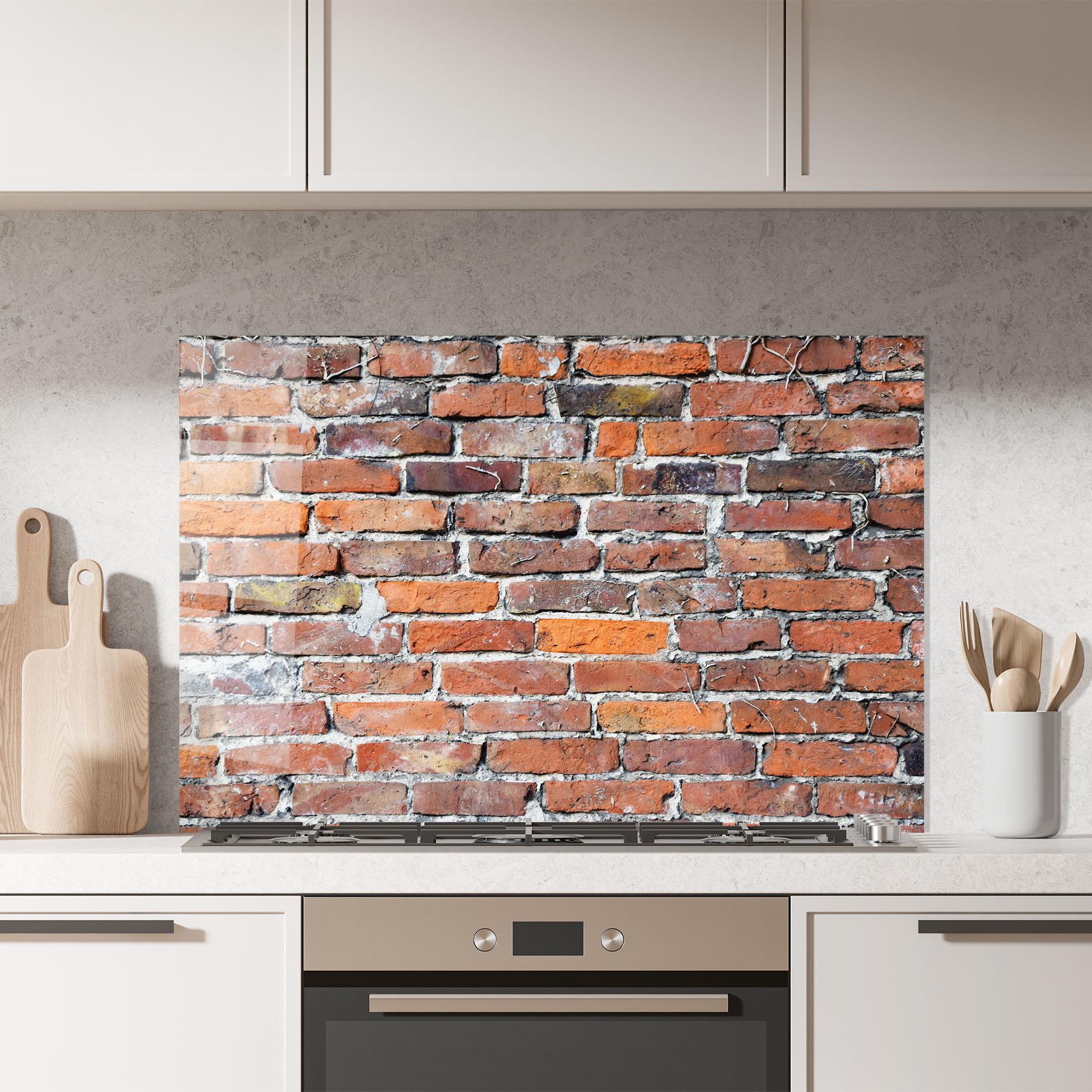 Küchenrückwand Glas Aged Bricks mockup 7