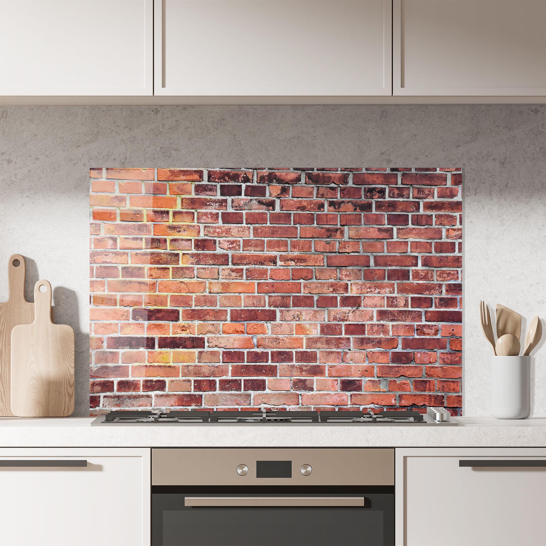 Küchenrückwand Glas Dirty Bricks mockup 7