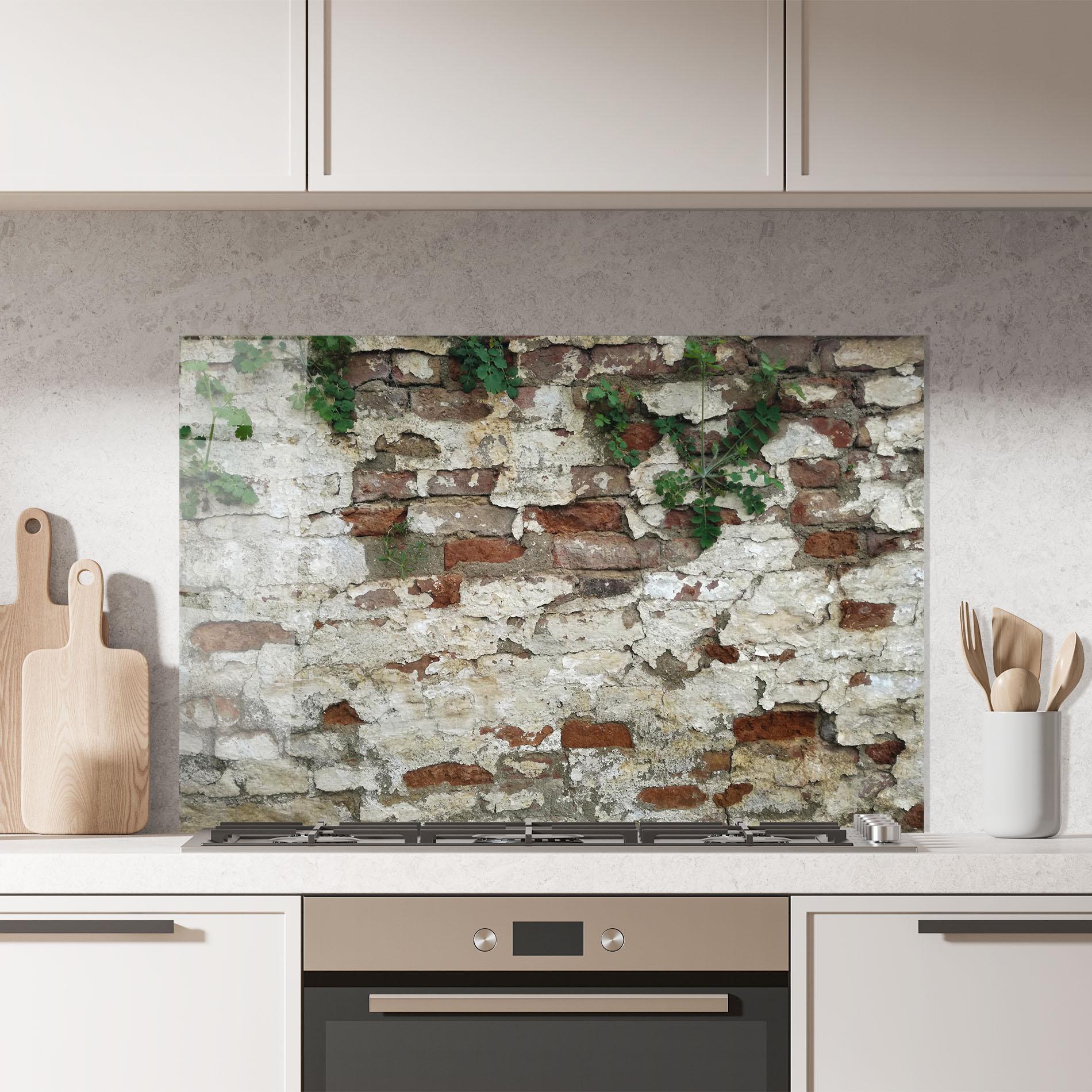 Küchenrückwand Glas Shabby Bricks mockup 7