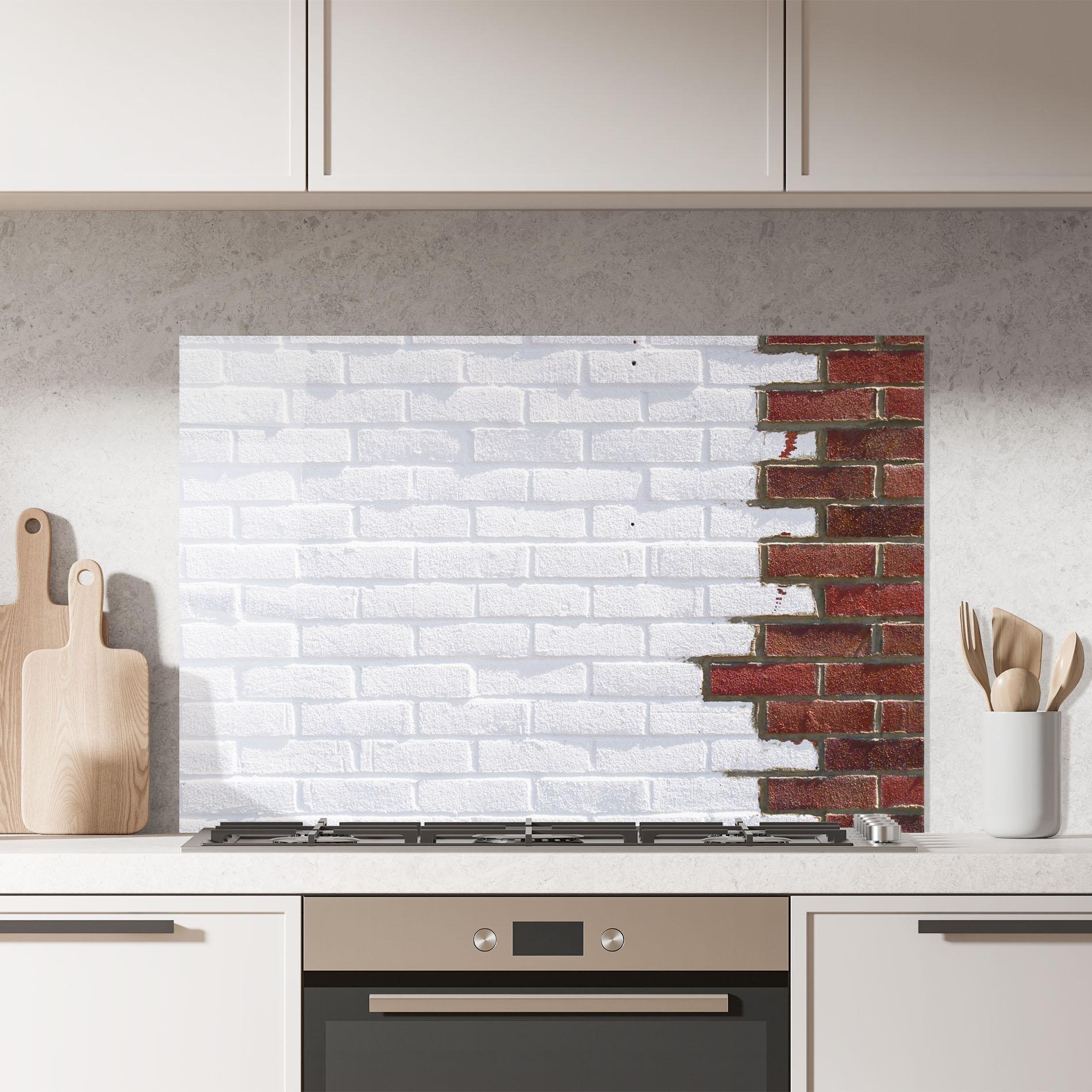 Küchenrückwand Glas Two Tone Bricks mockup 7