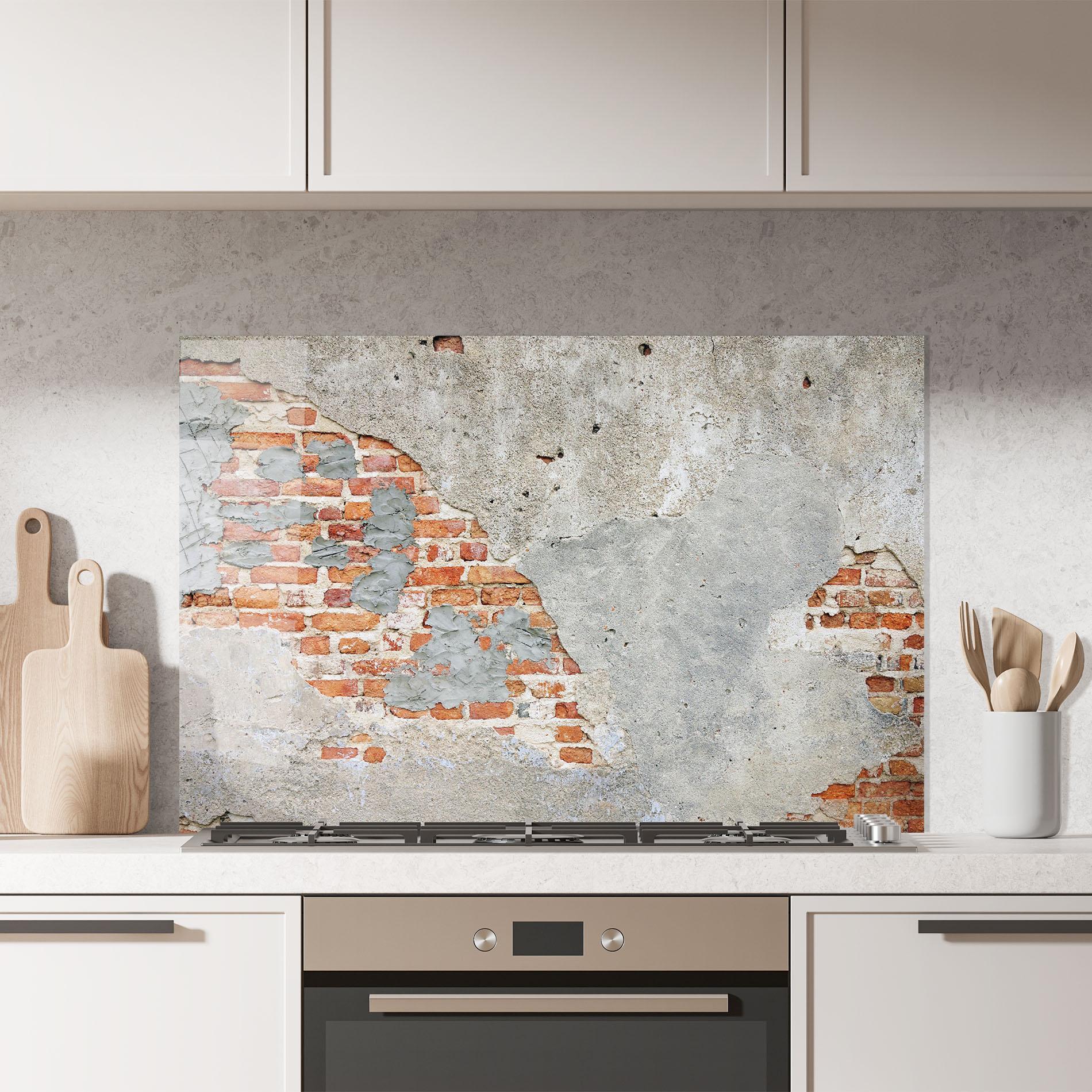 Küchenrückwand Glas Vintage Old Bricks 2 mockup 7