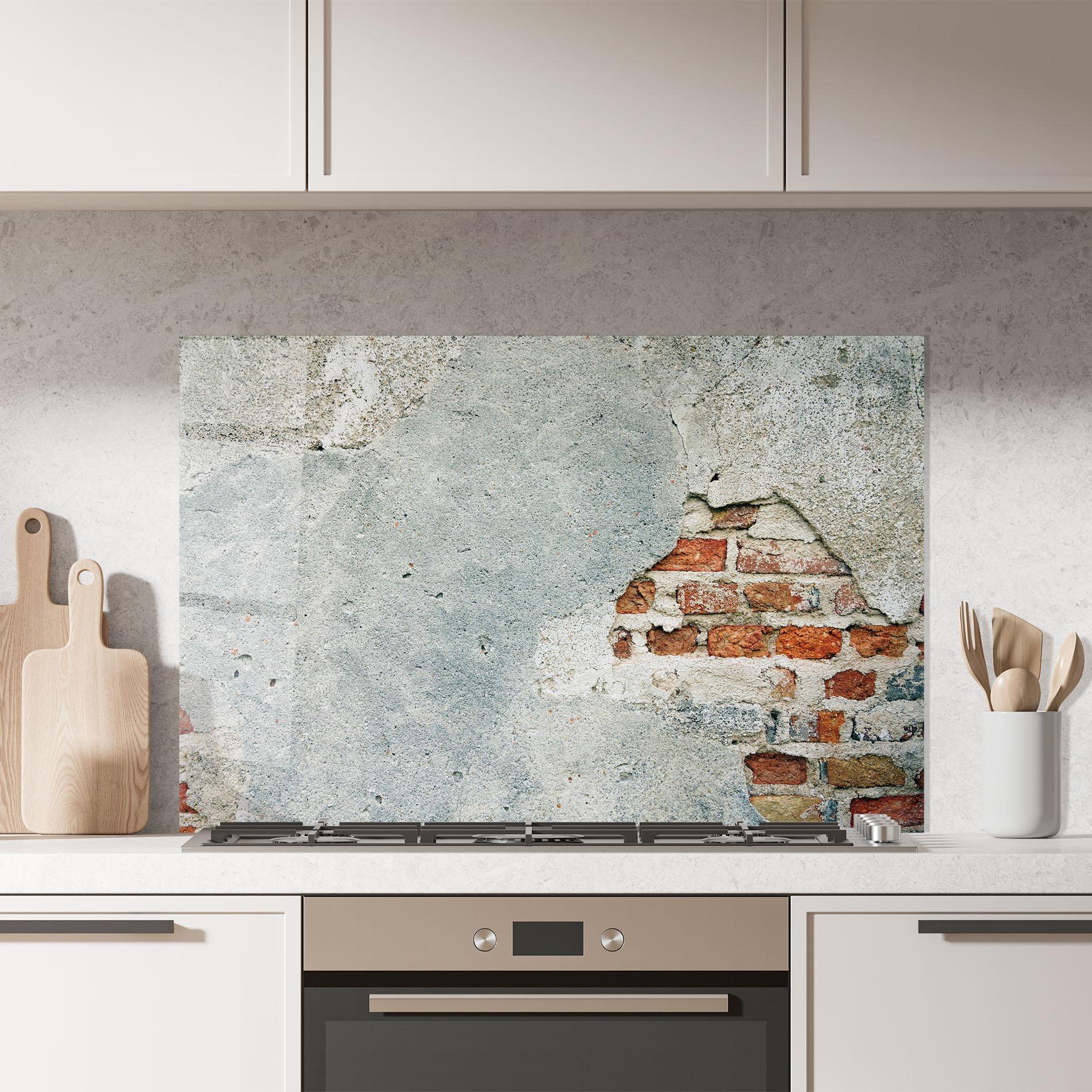 Küchenrückwand Glas Vintage Old Bricks mockup 7