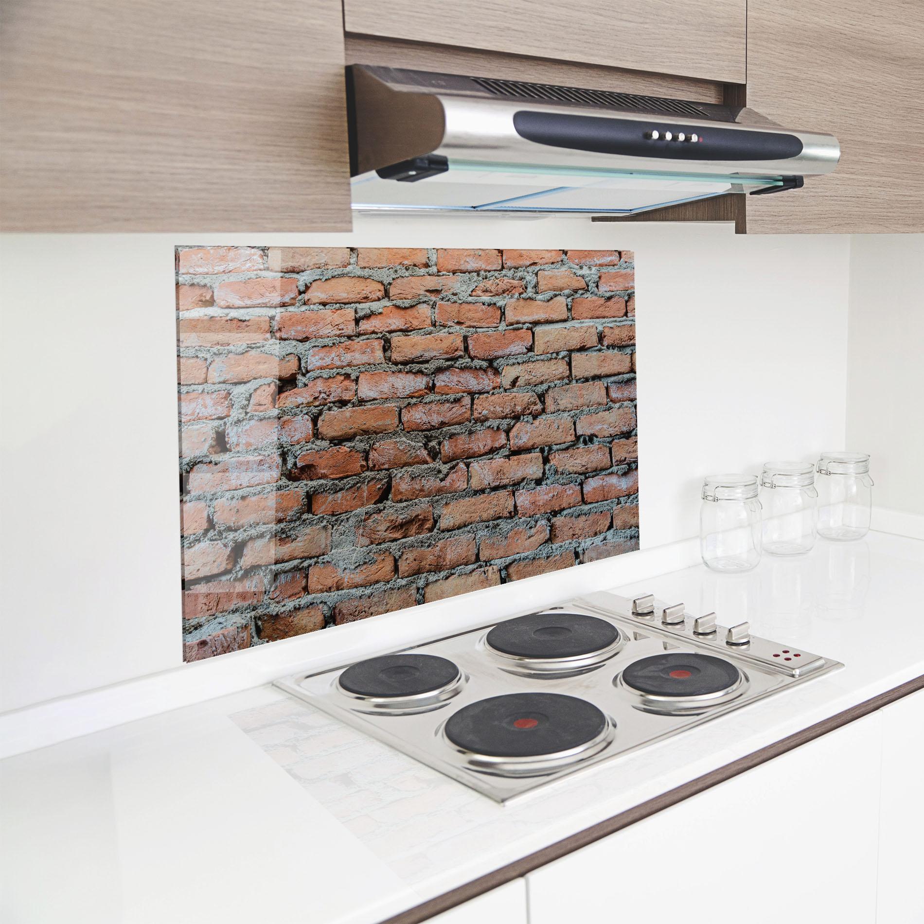 Küchenrückwand Glas Bricks With Ciment 2 mockup 8