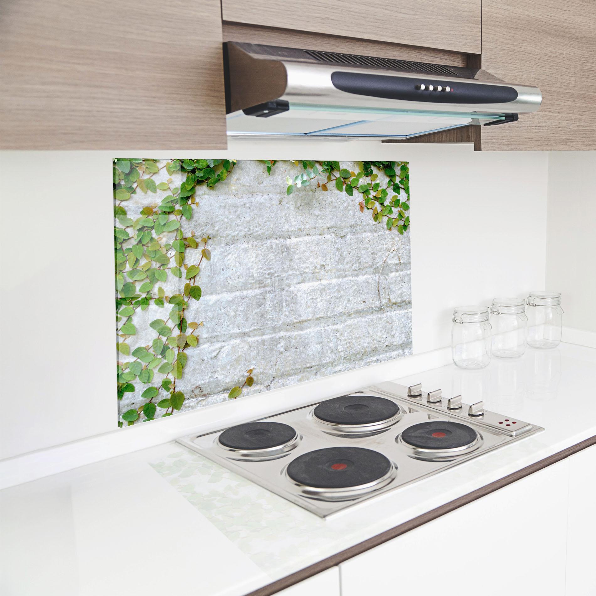 Küchenrückwand Glas Bricks With Leaves mockup 8