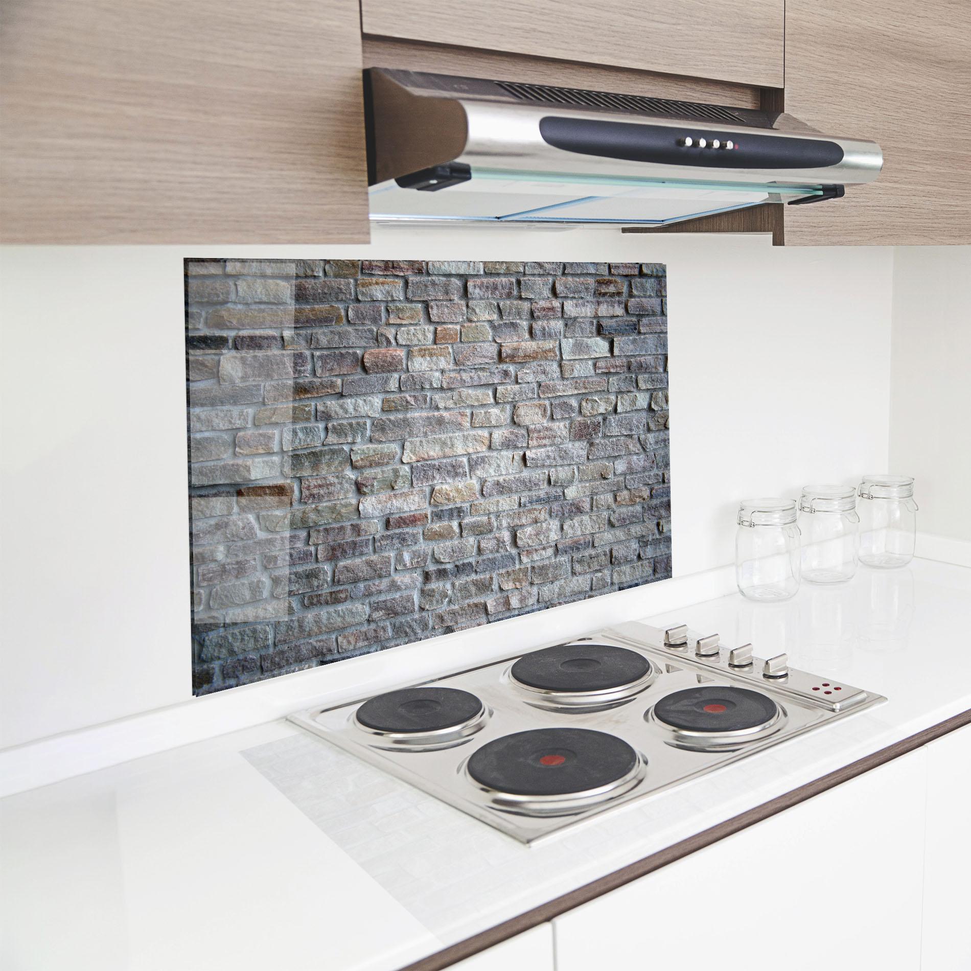 Küchenrückwand Glas Greyish Bircks mockup 8