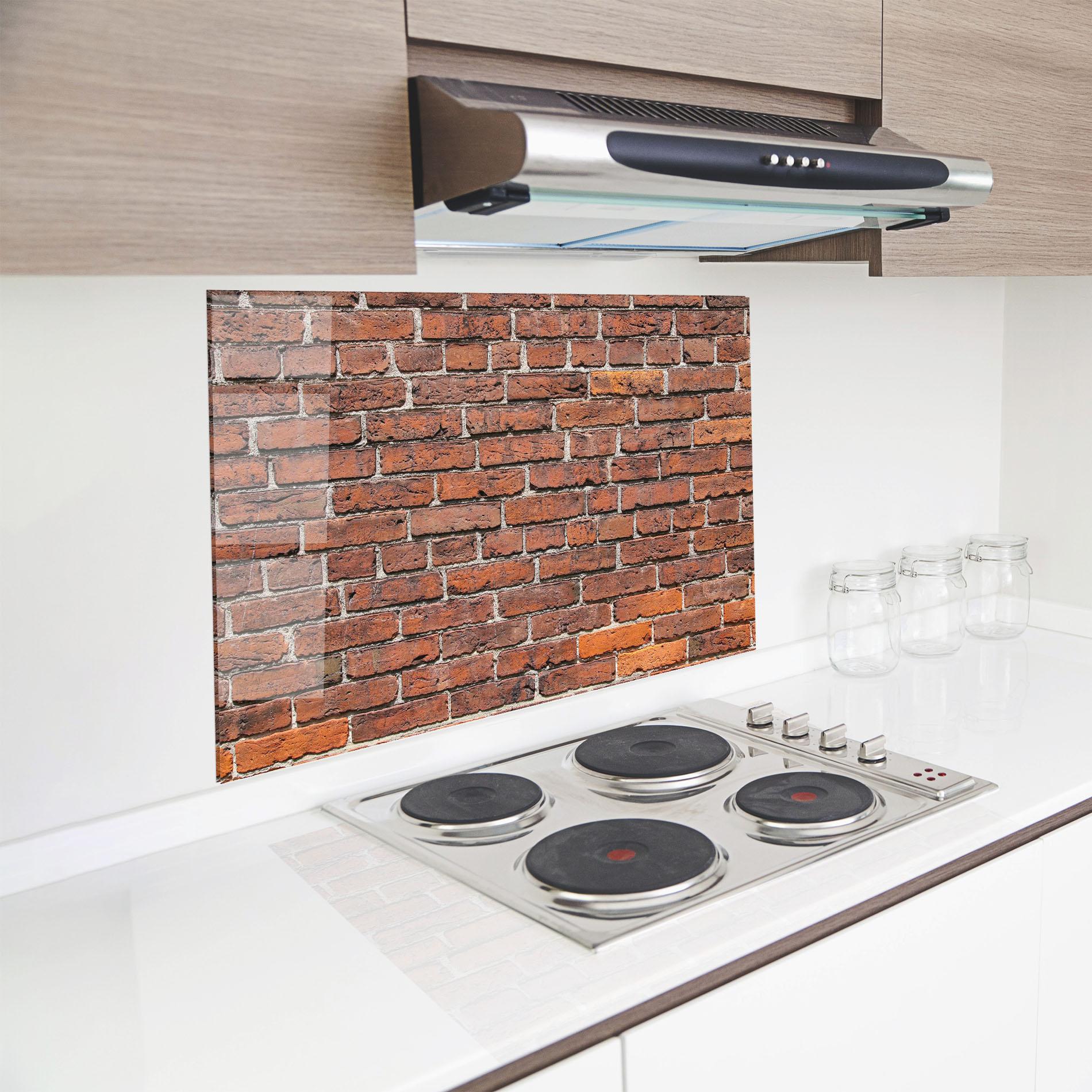 Küchenrückwand Glas Street Bricks mockup 8