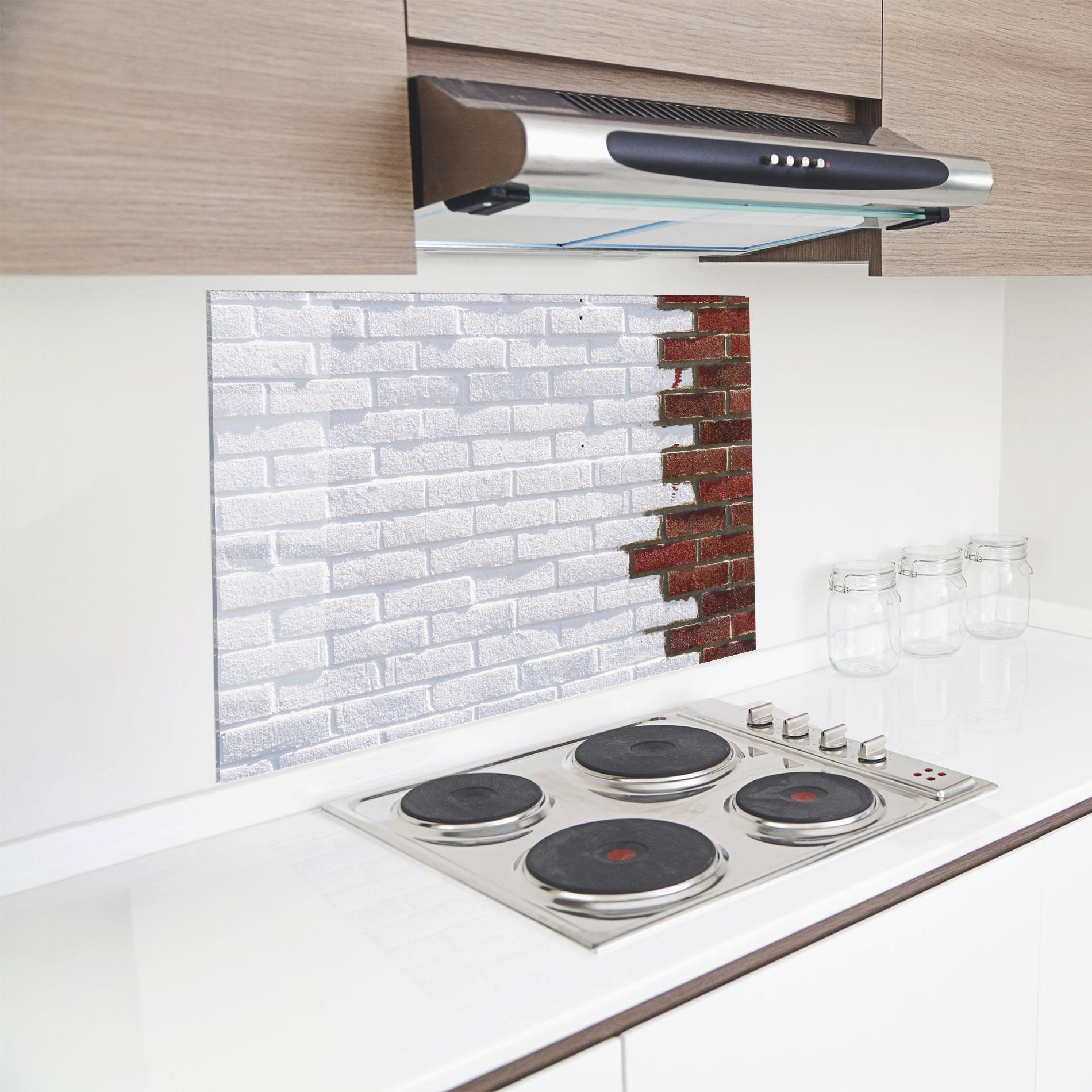 Küchenrückwand Glas Two Tone Bricks mockup 8