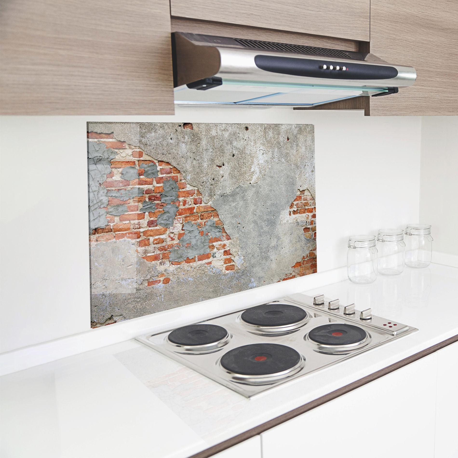 Küchenrückwand Glas Vintage Old Bricks 2 mockup 8