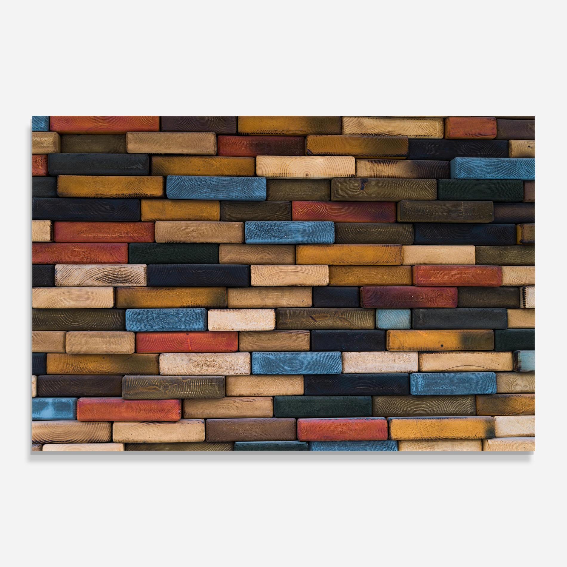 Küchenrückwand Glas Colorul Wood mockup 0