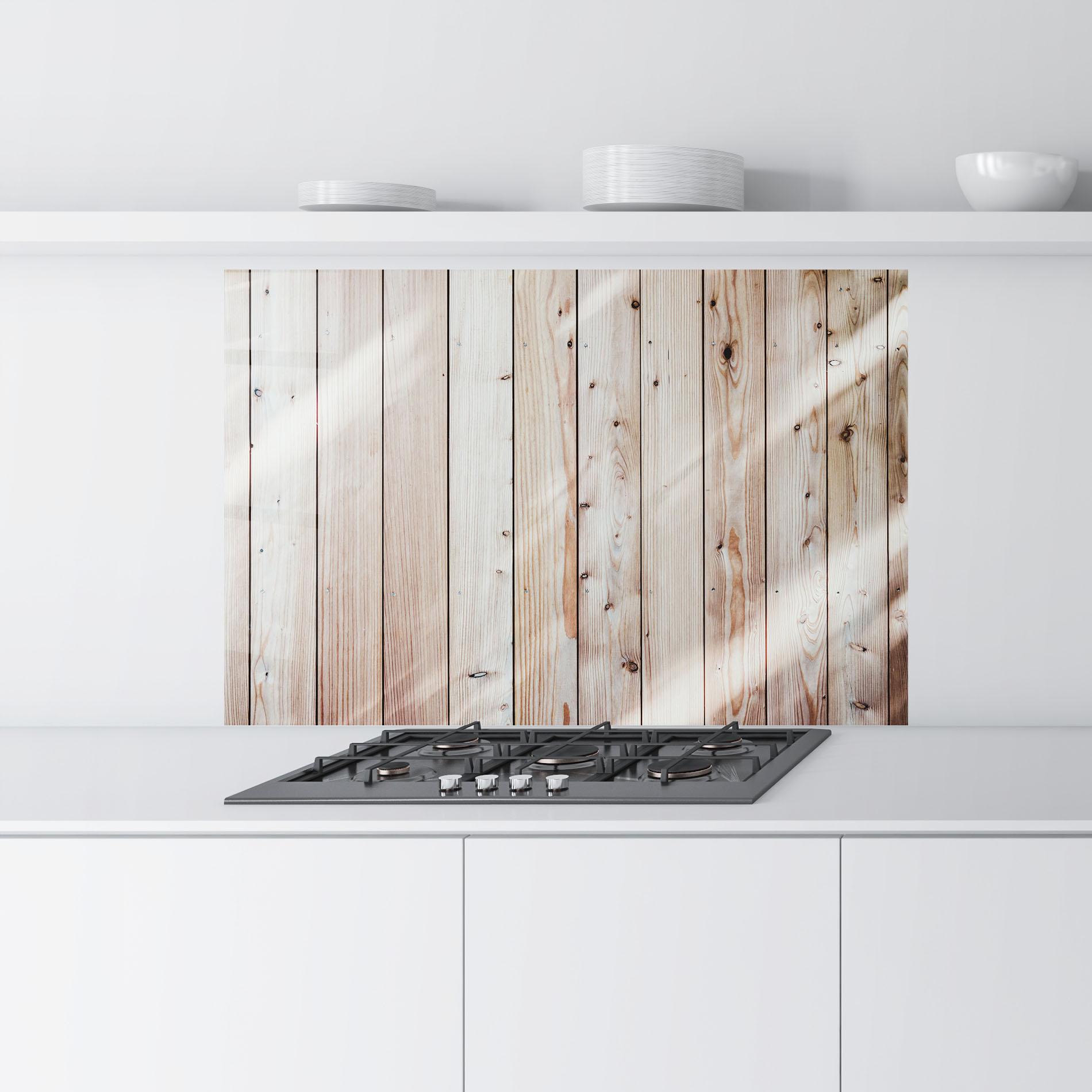 Küchenrückwand Glas Bright Wood Surface mockup 9