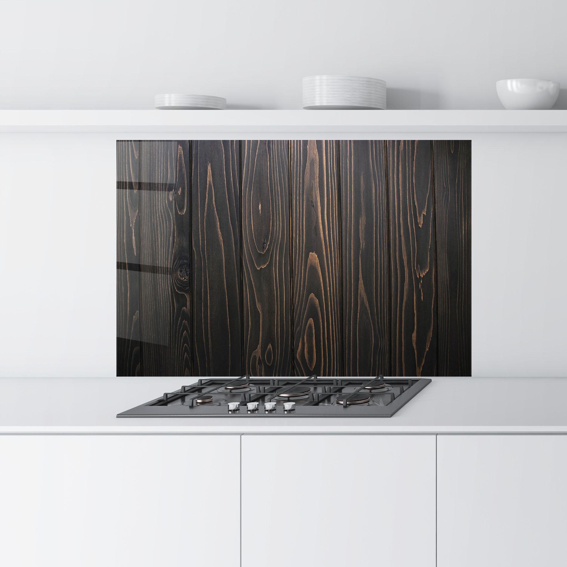 Küchenrückwand Glas Retro Wood Efect mockup 9