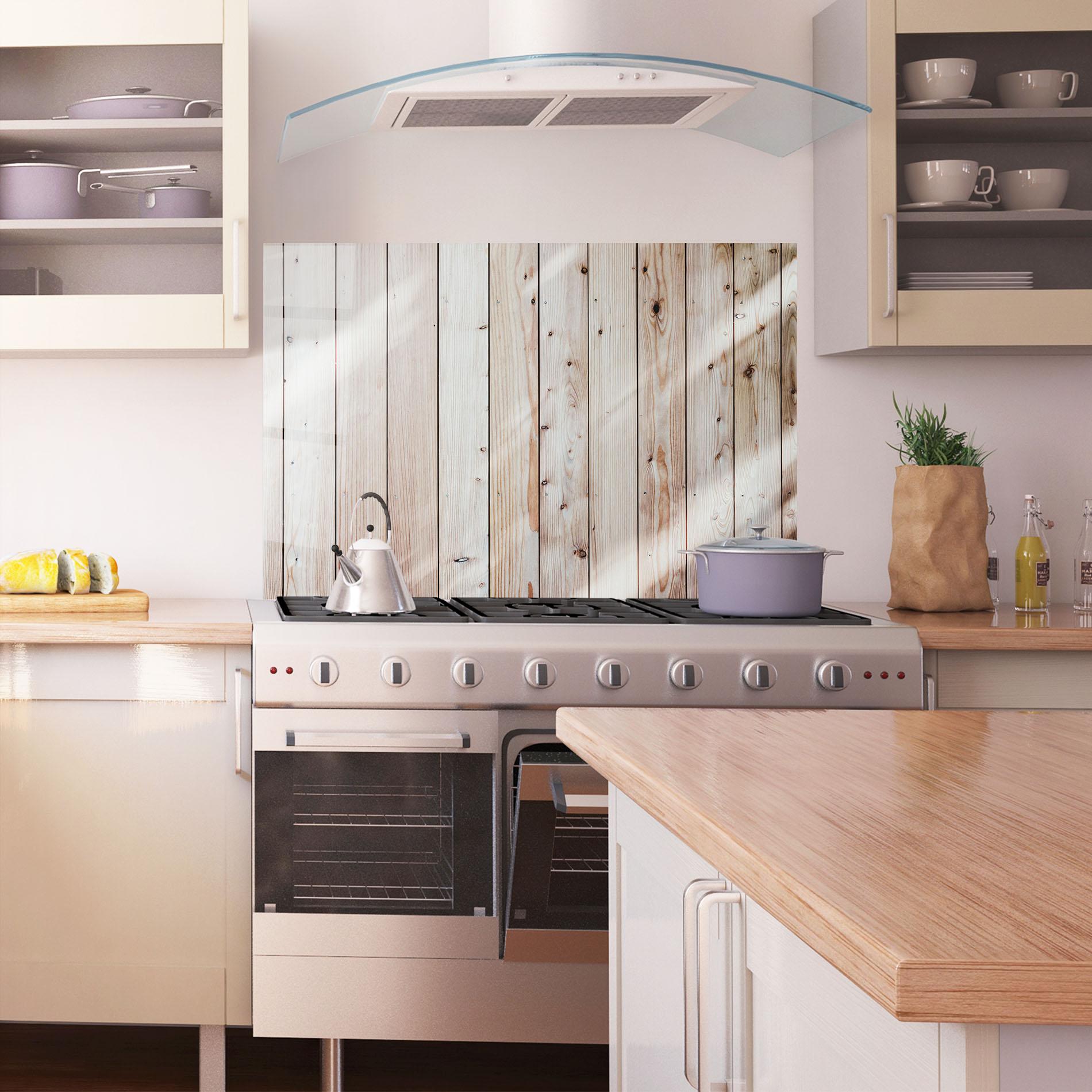 Küchenrückwand Glas Bright Wood Surface mockup 1