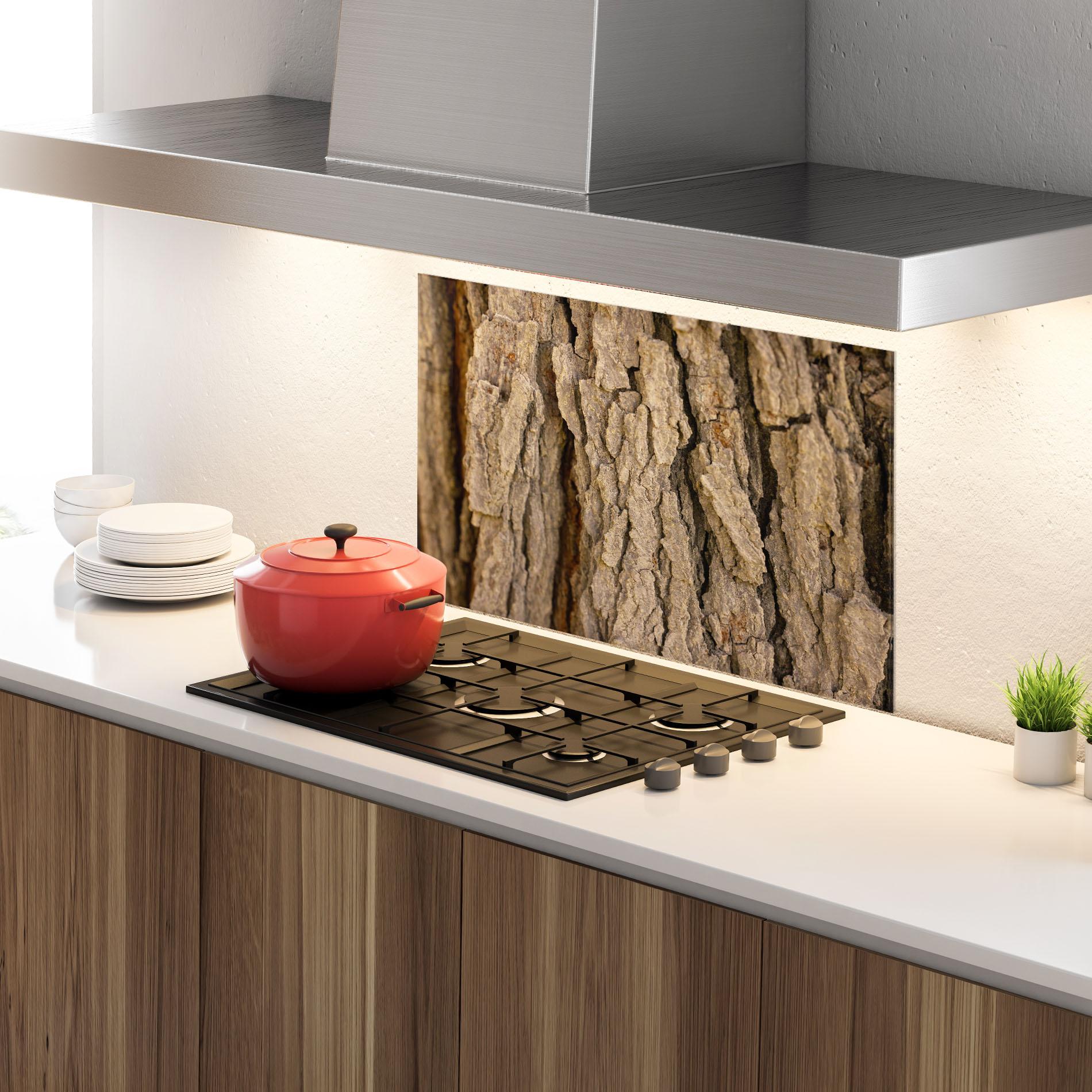 Küchenrückwand Glas Old Wood mockup 4