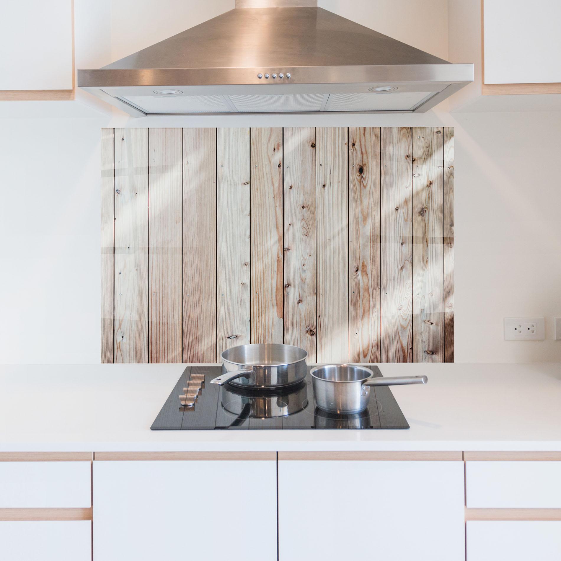 Küchenrückwand Glas Bright Wood Surface mockup 5