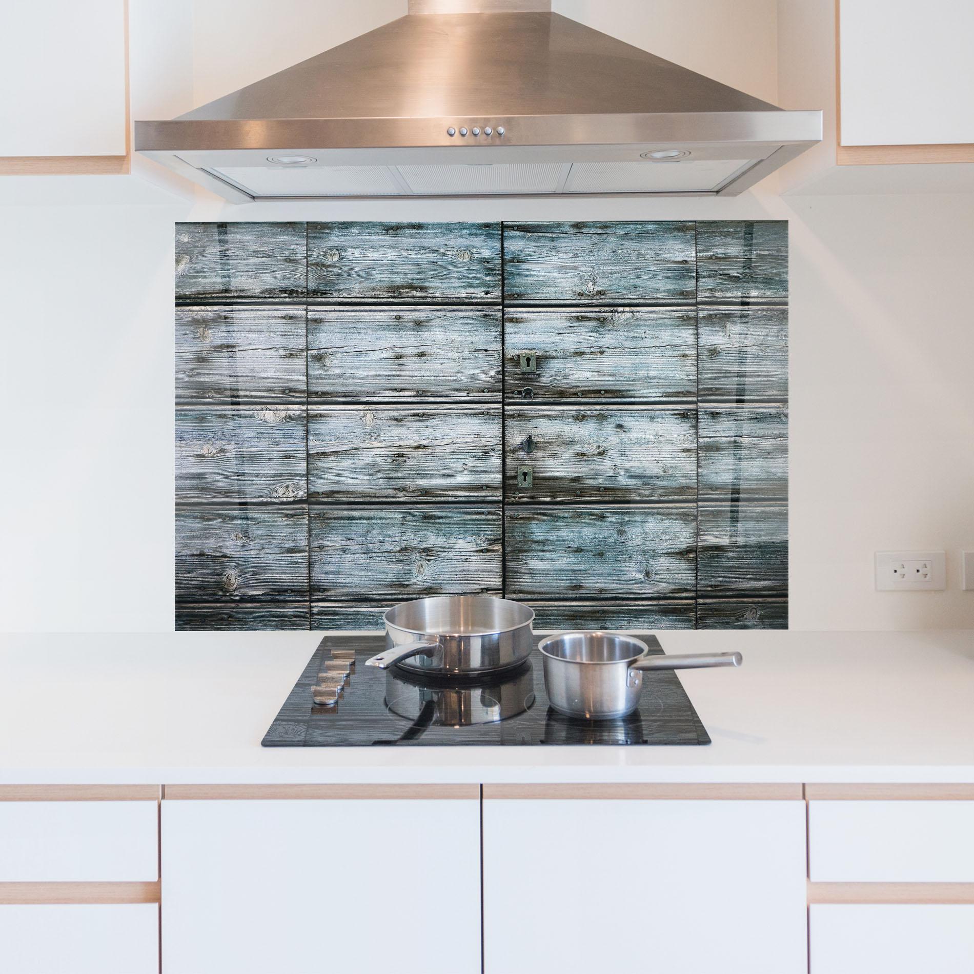 Küchenrückwand Glas Old Wood Texture mockup 5