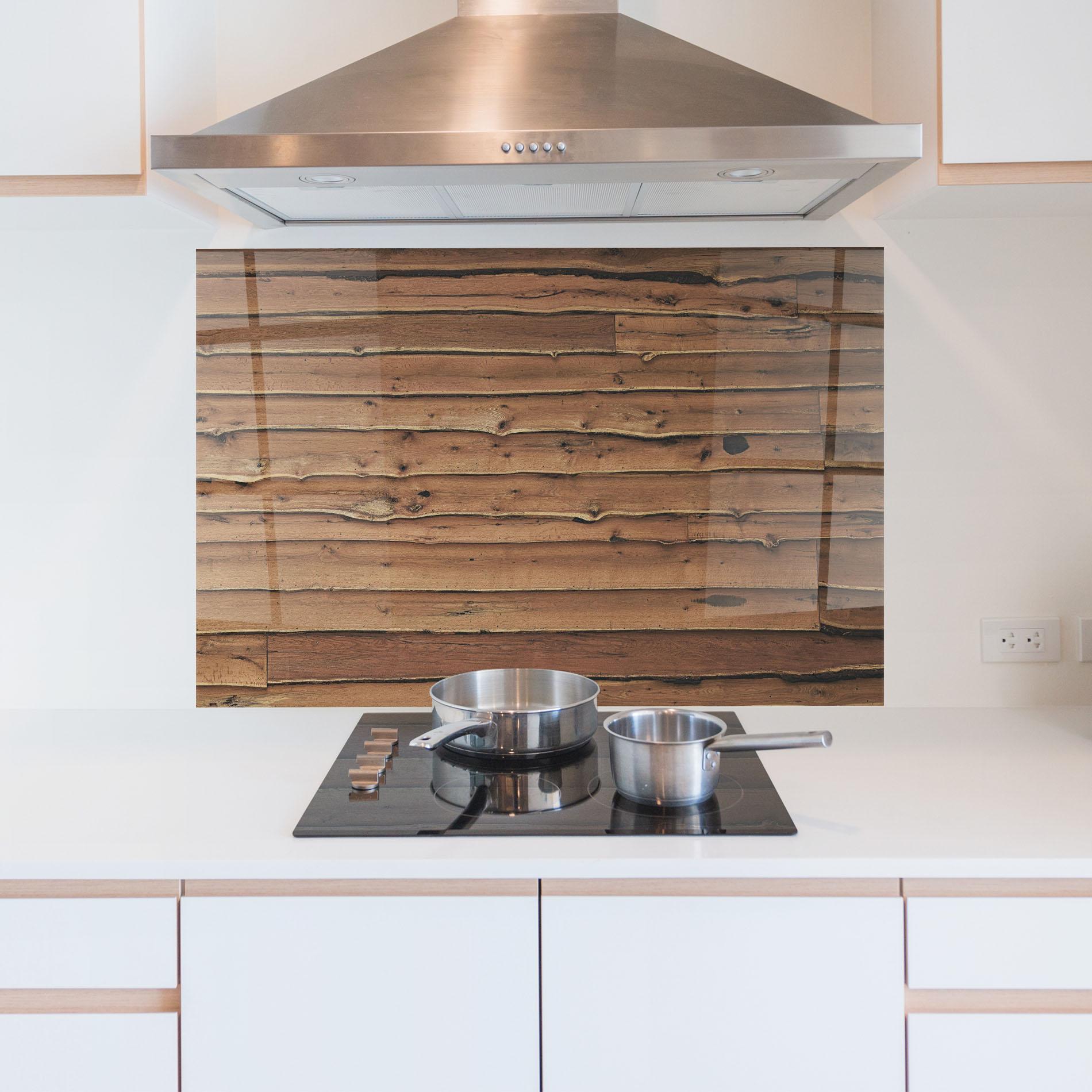 Küchenrückwand Glas Wood Surface mockup 5