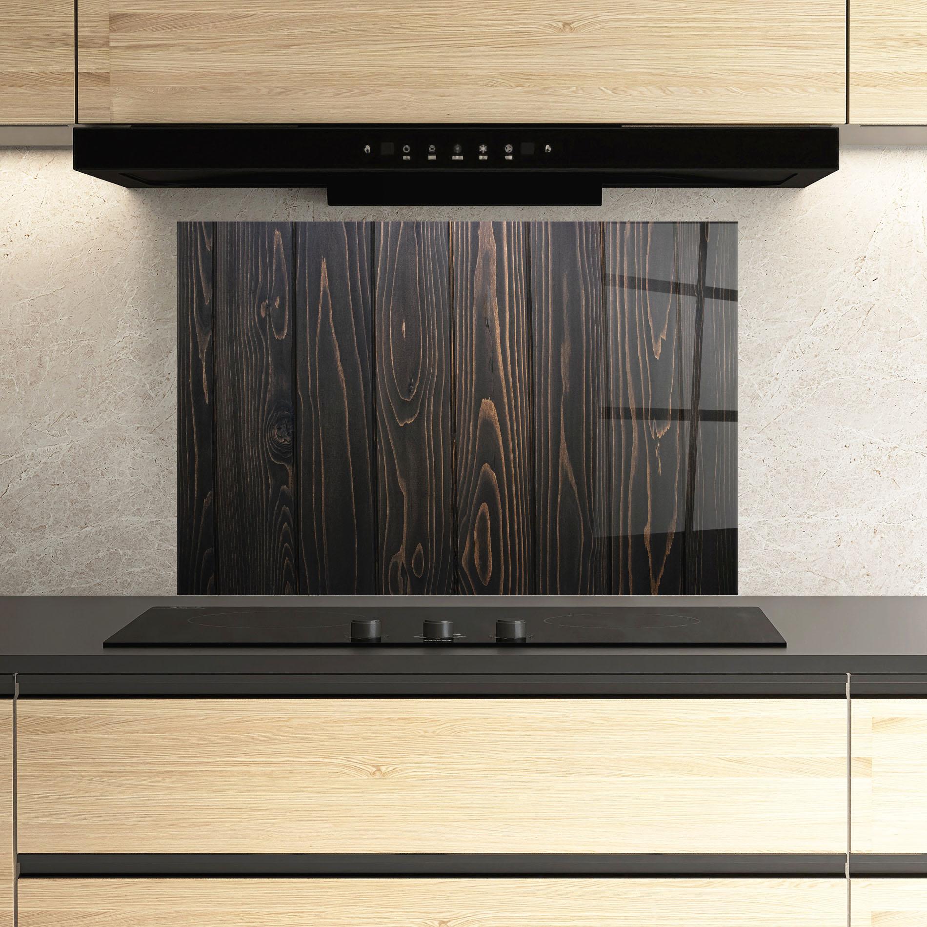 Küchenrückwand Glas Retro Wood Efect mockup 3