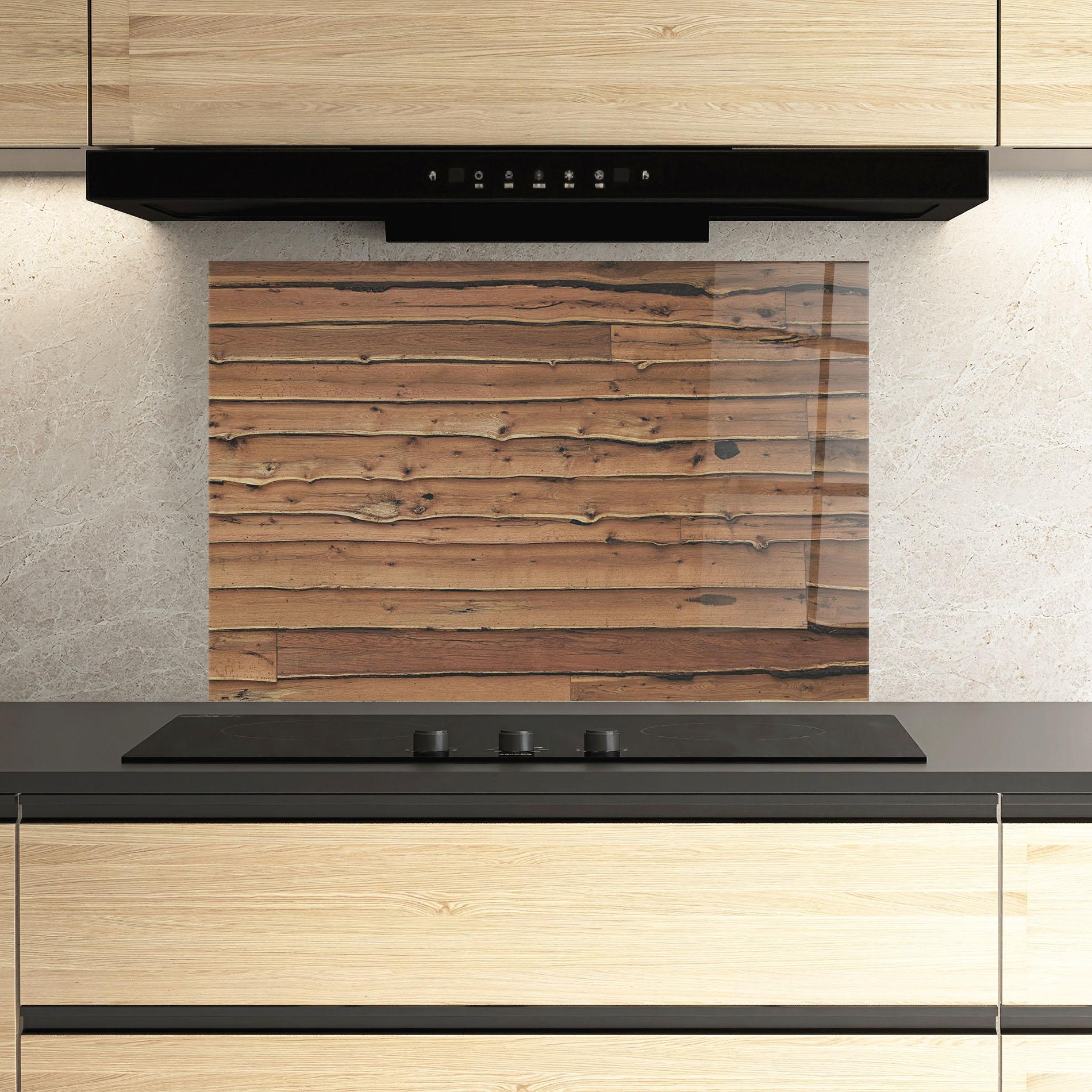 Küchenrückwand Glas Wood Surface mockup 3