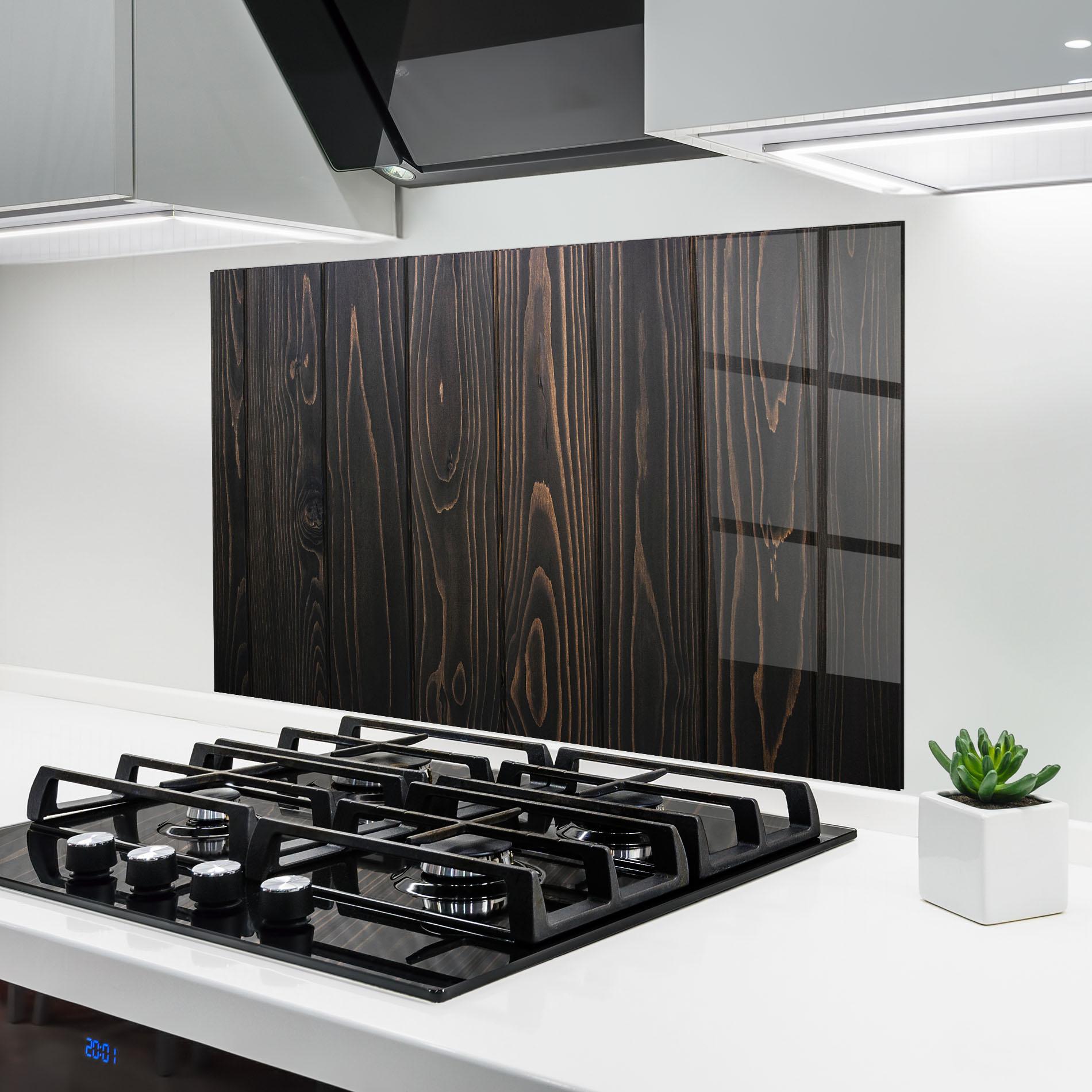 Küchenrückwand Glas Retro Wood Efect mockup 6