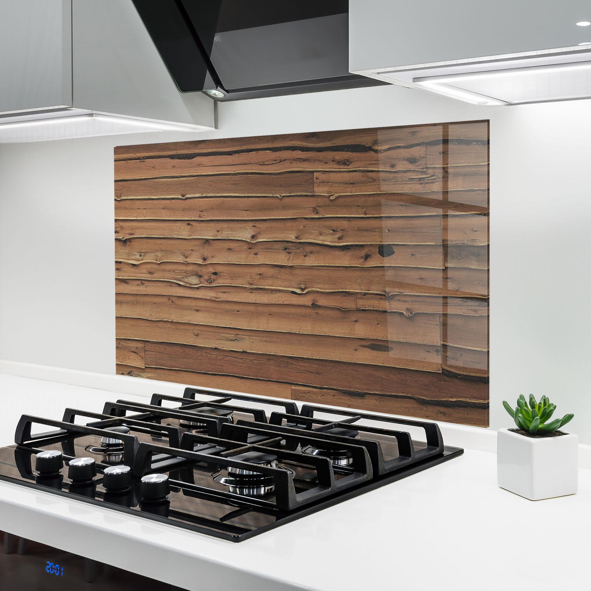 Küchenrückwand Glas Wood Surface mockup 6