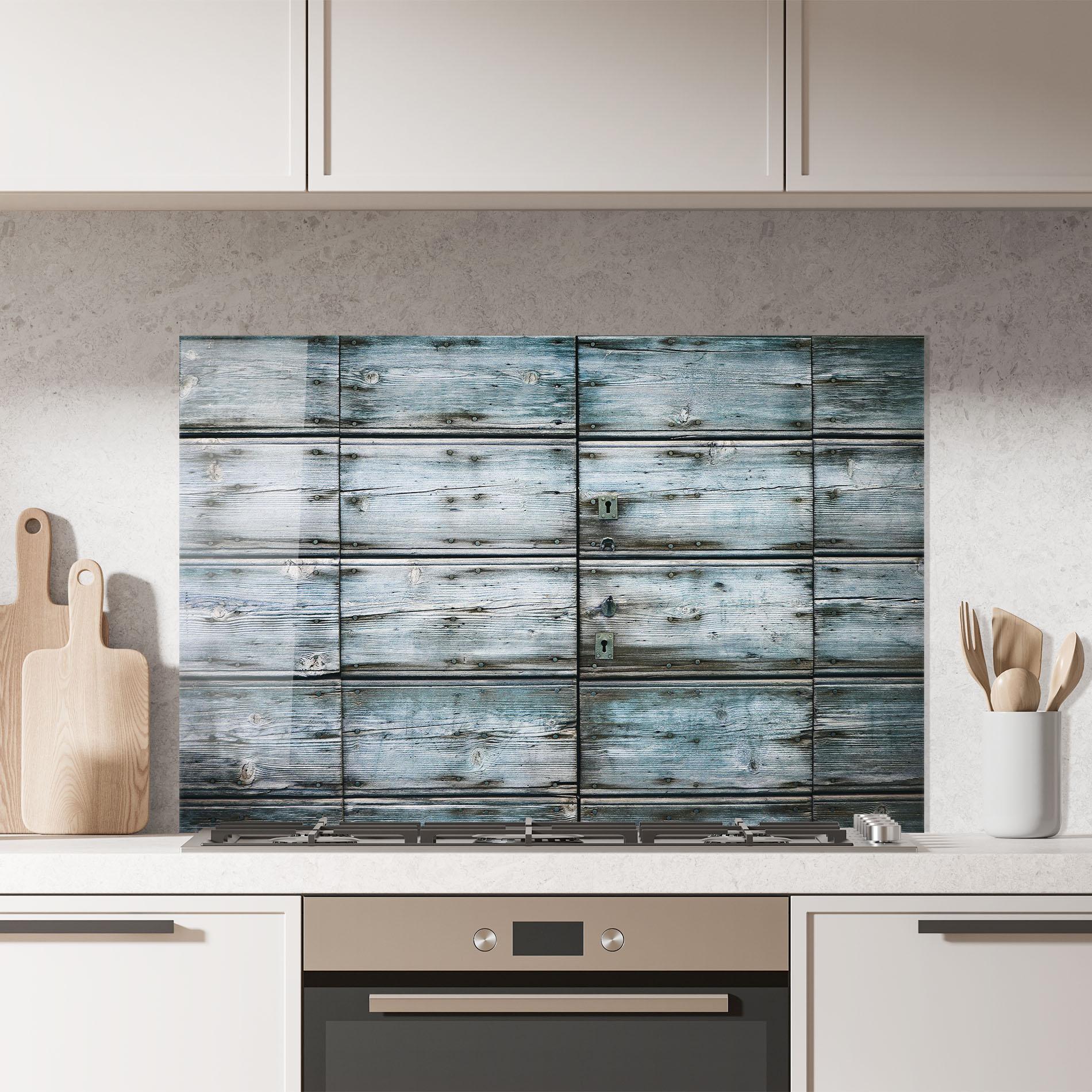 Küchenrückwand Glas Old Wood Texture mockup 7